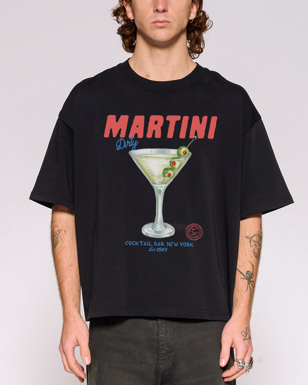 Dirty Martini Black Oversized Crop Tee Close-Up