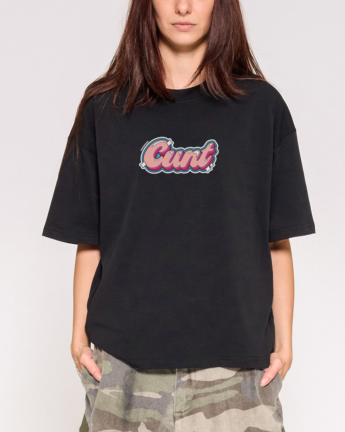 Cunt Black Oversized Crop Tee Close-Up