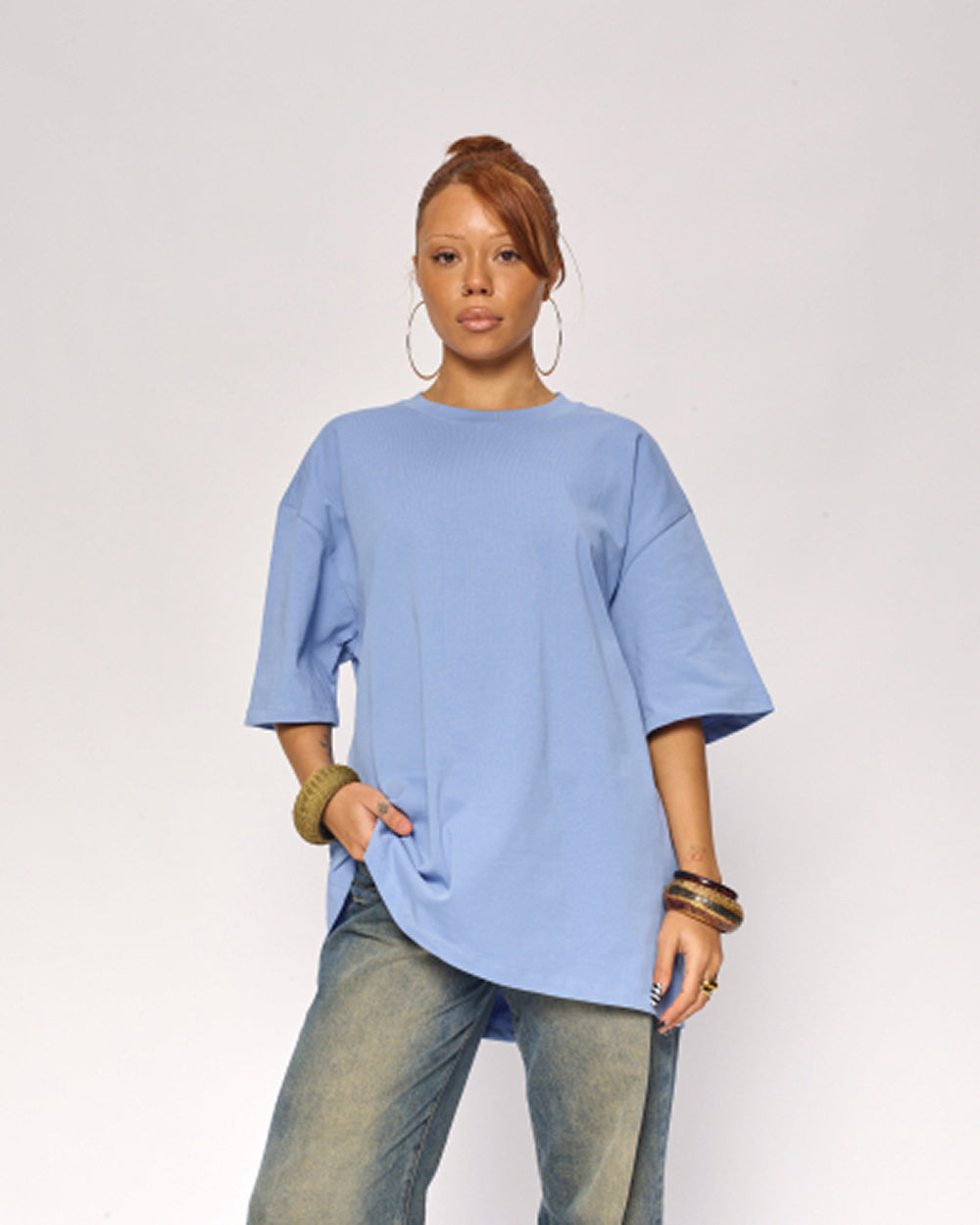 Oversized Tee 4 Pack: Charcoal, Black, Powder Blue, White