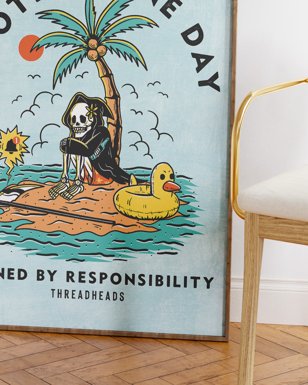 Another Fine Day Ruined by Responsibility Art Print Australia Online #colour_blue