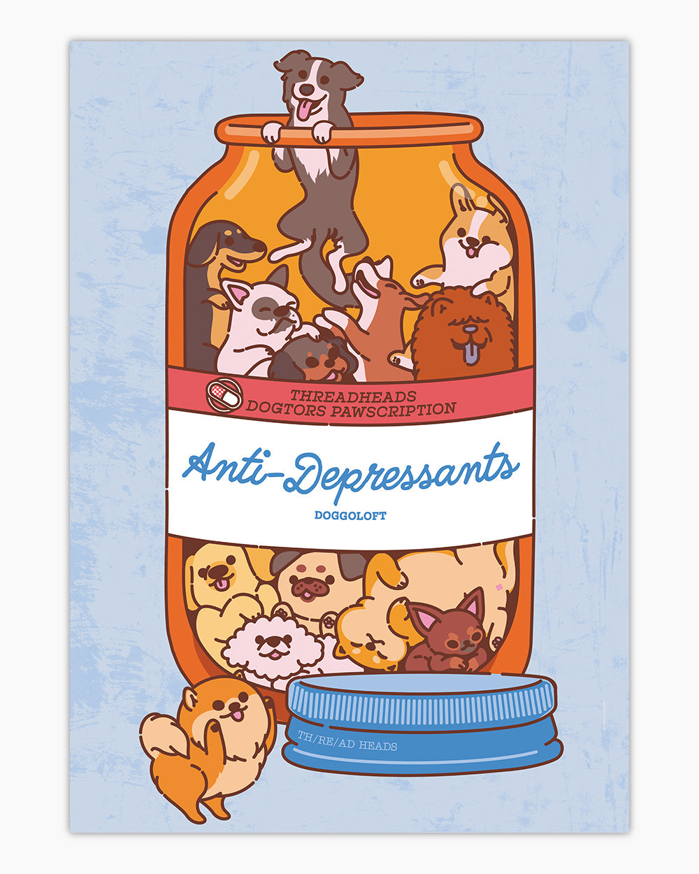 Anti-Depressants Dog Edition Art Print Australia Online #colour_blue