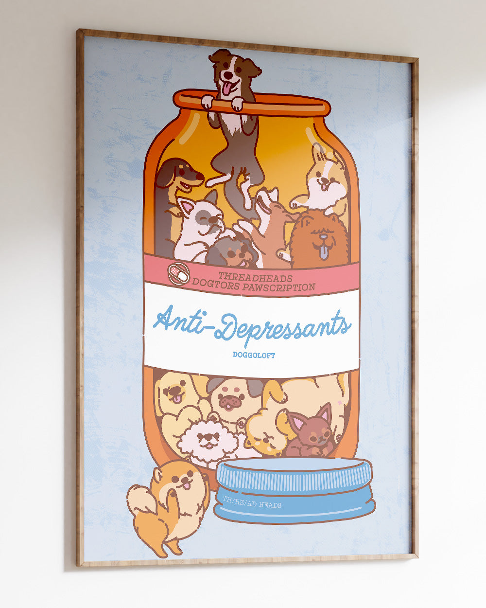 Anti-Depressants Dog Edition Art Print Australia Online #colour_blue