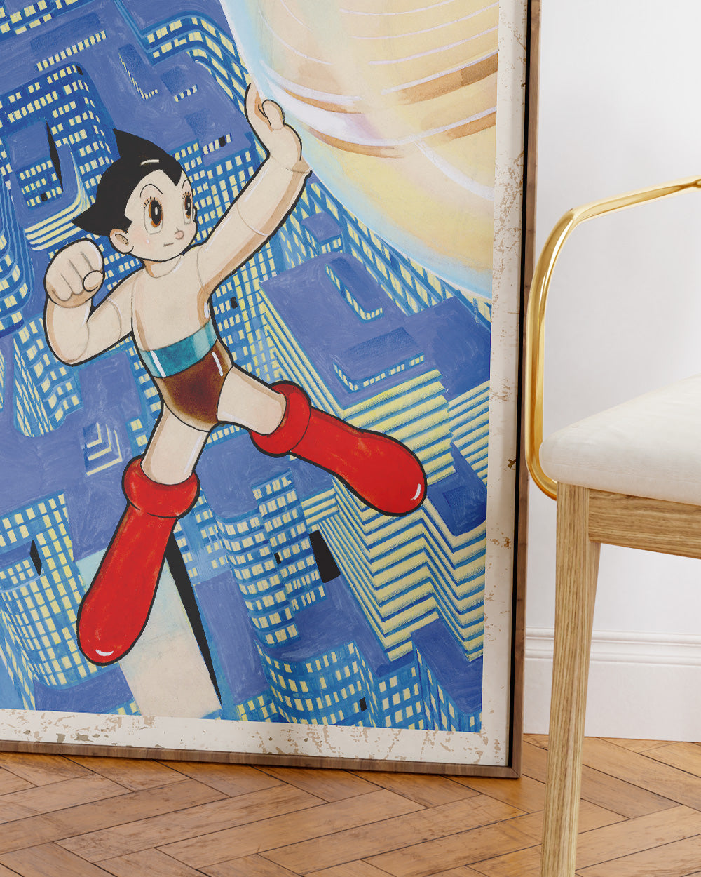 Astro Boy City Art Print #colour_Natural
