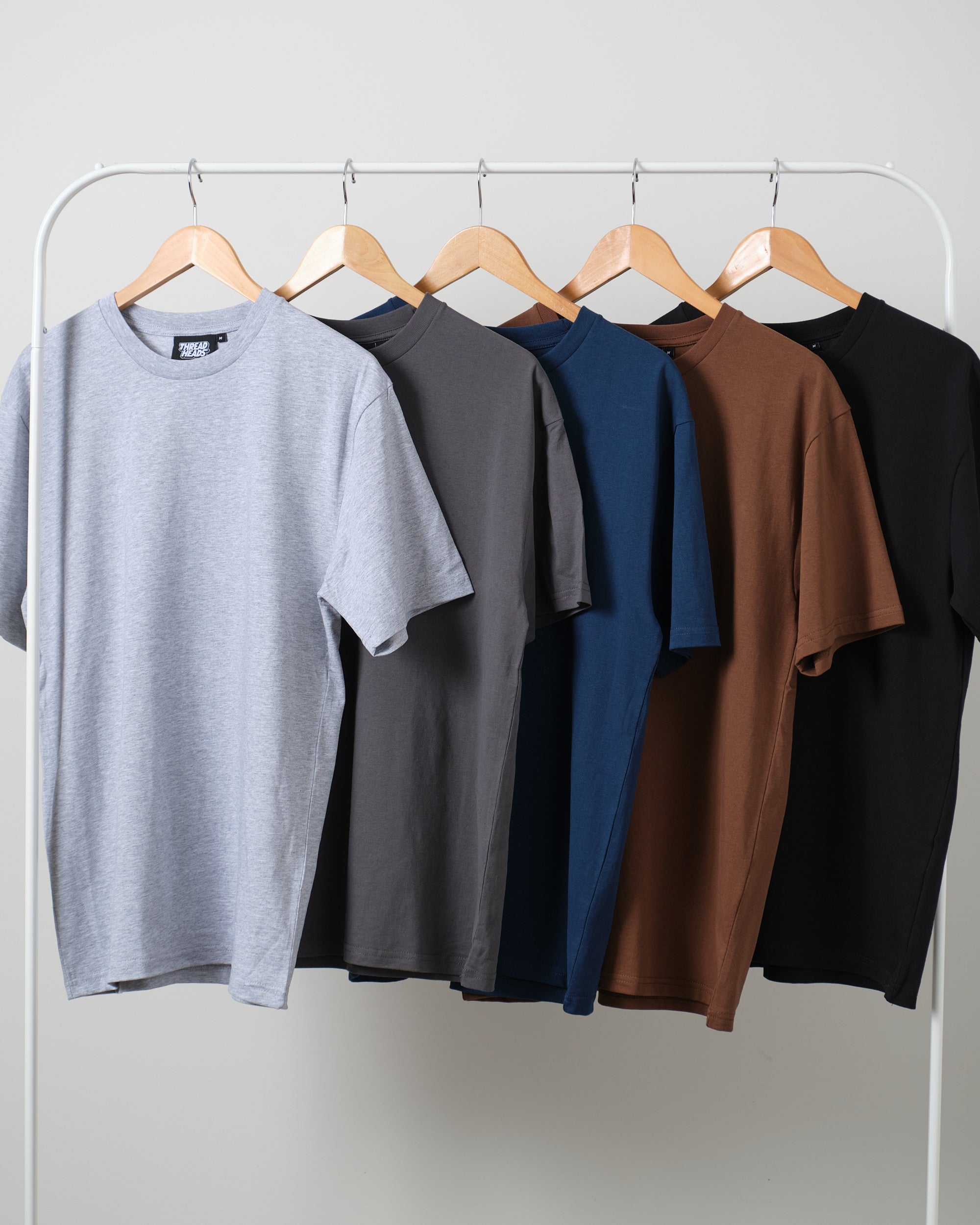 Classic Tee 5 Pack: Grey, Charcoal, Navy, Brown, Black Australia Online