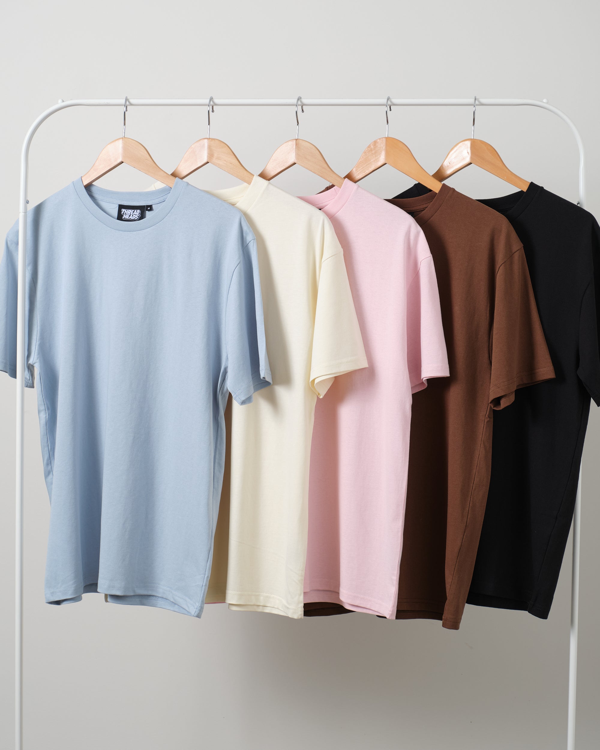 Classic Tee 5 Pack: Pale Blue, Natural, Pink, Brown, Black Australia Online