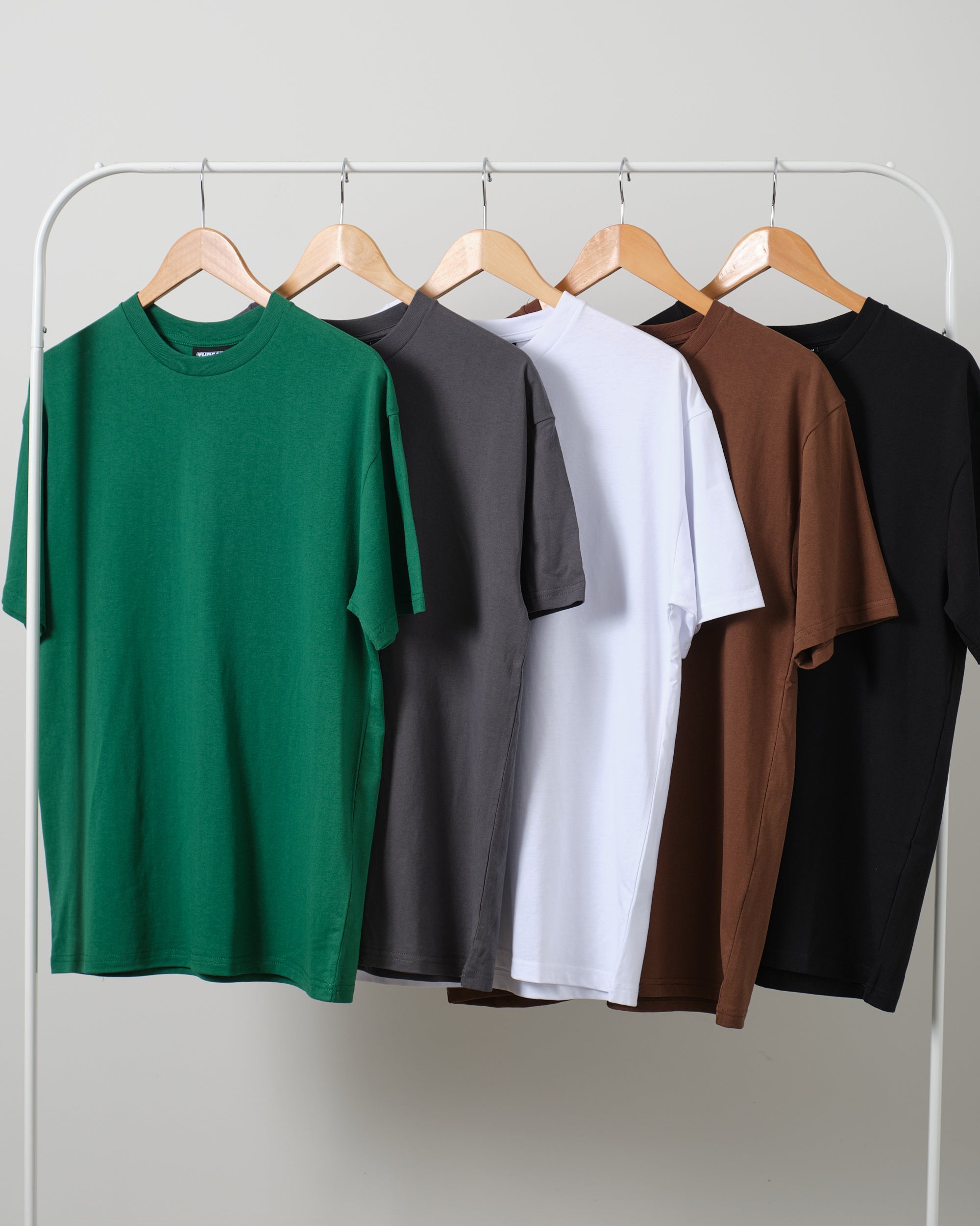 Classic Tee 5 Pack: Green, Charcoal, White, Brown, Black Australia Online