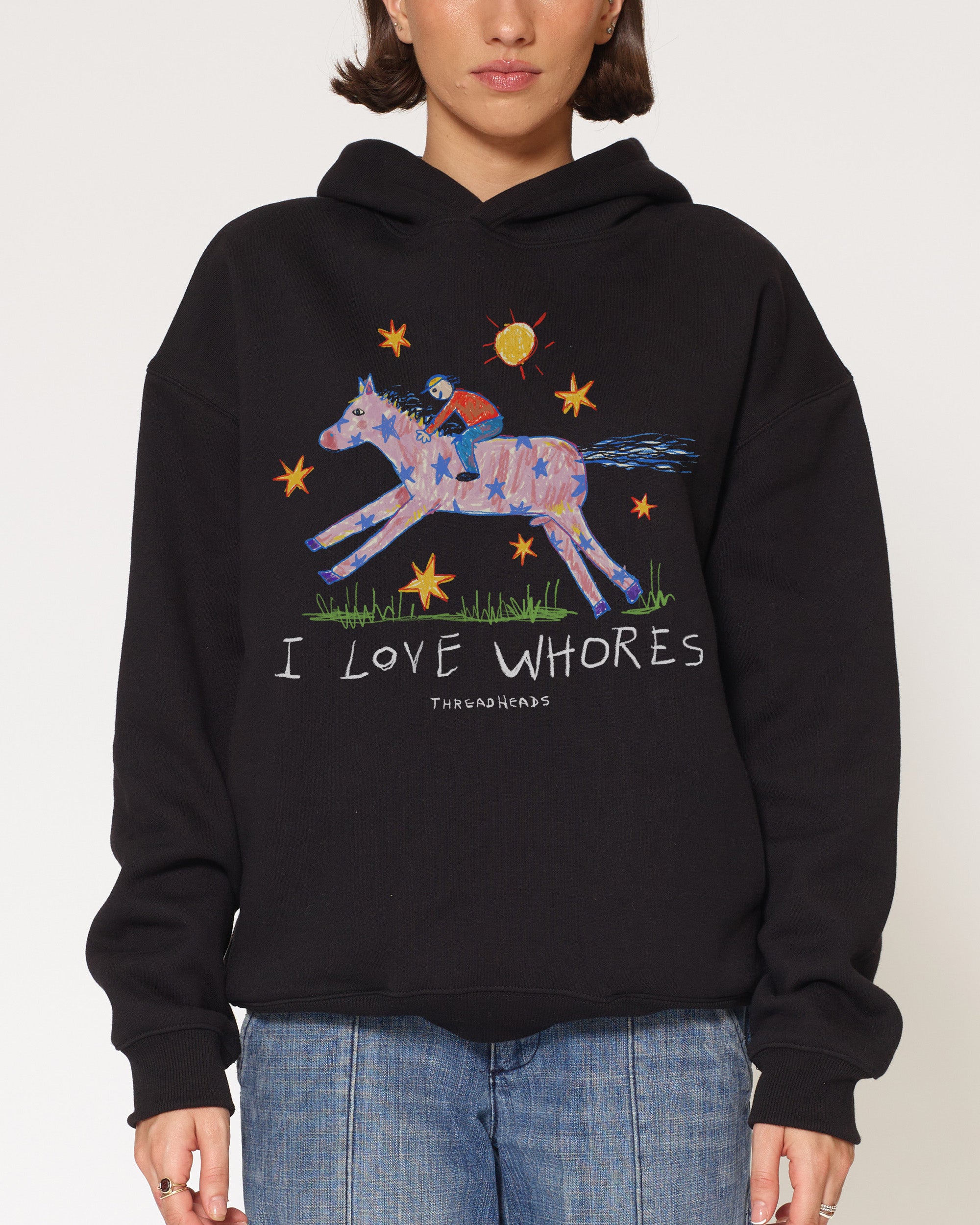 I Love Whores Black Hoodie