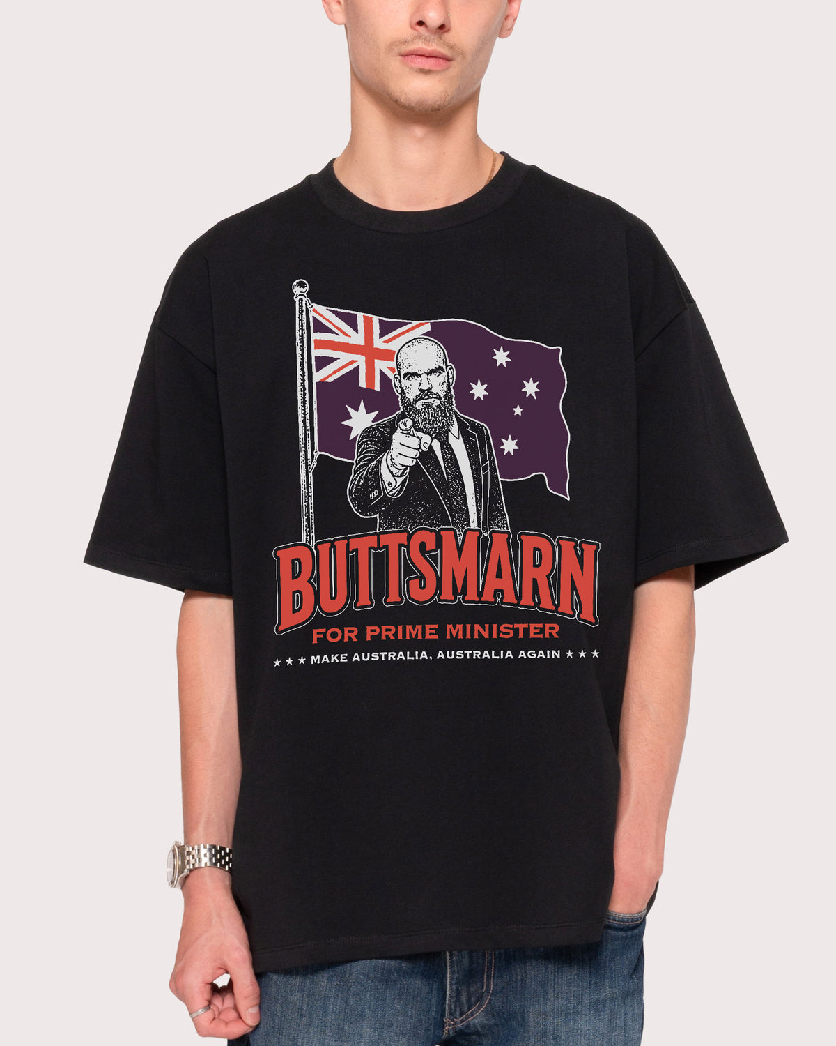 Buttsmarn For PM Black Oversized Tee
