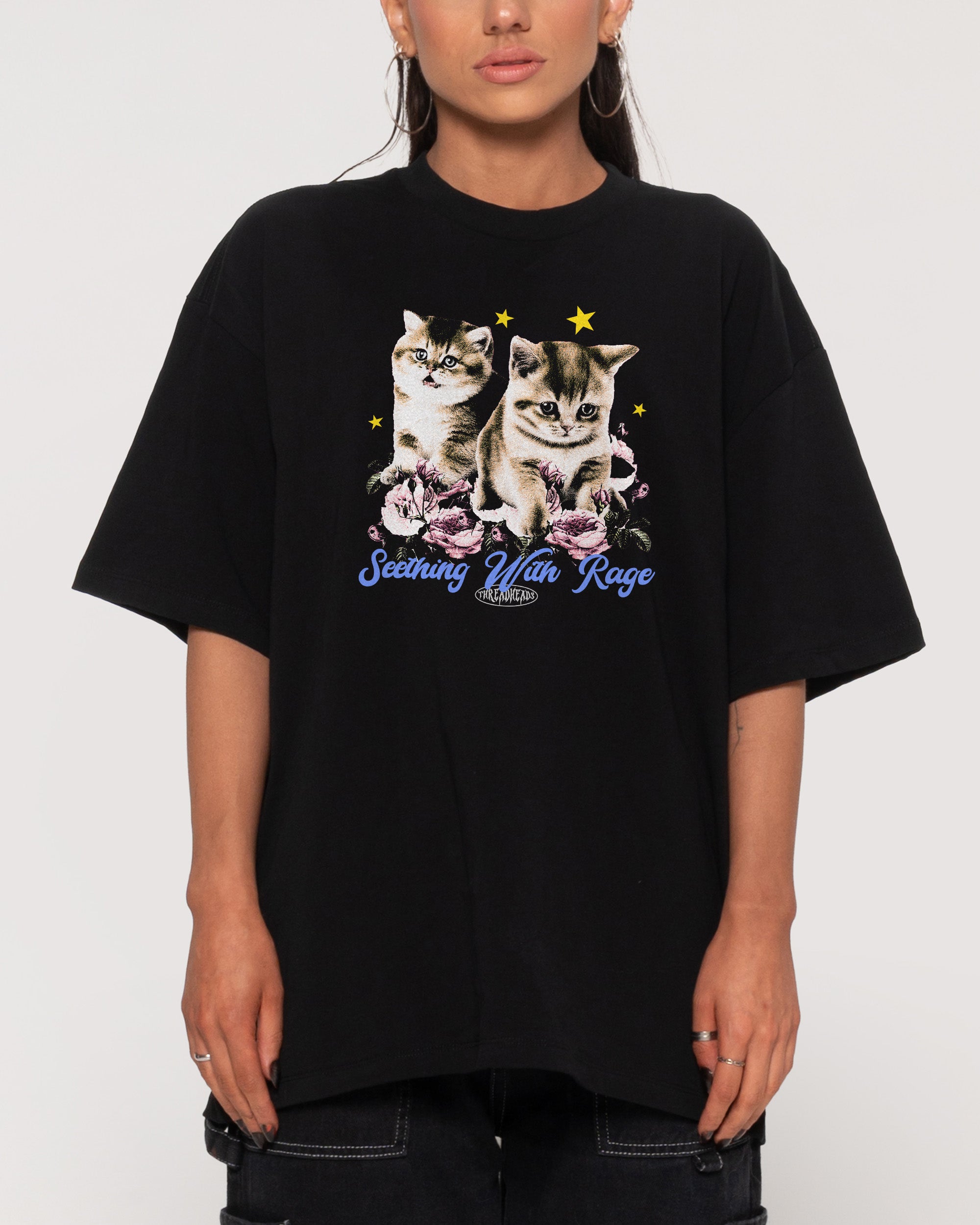 Seething With Rage Black Oversized Tee