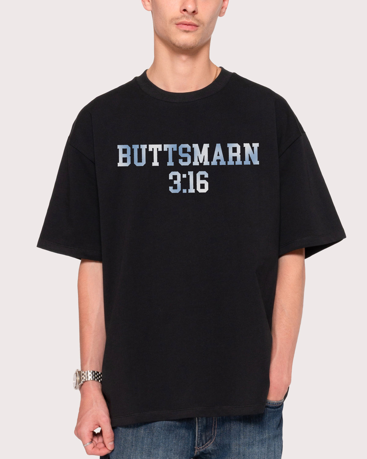 Buttsmarn 3:16 Black Oversized Tee