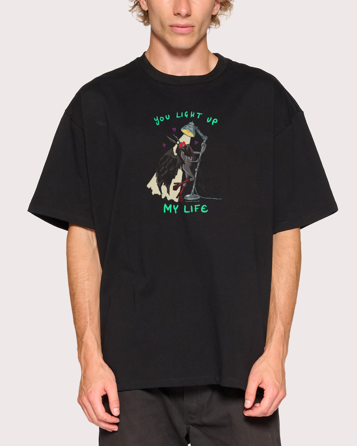 You Light Up My Life Black Oversized Tee