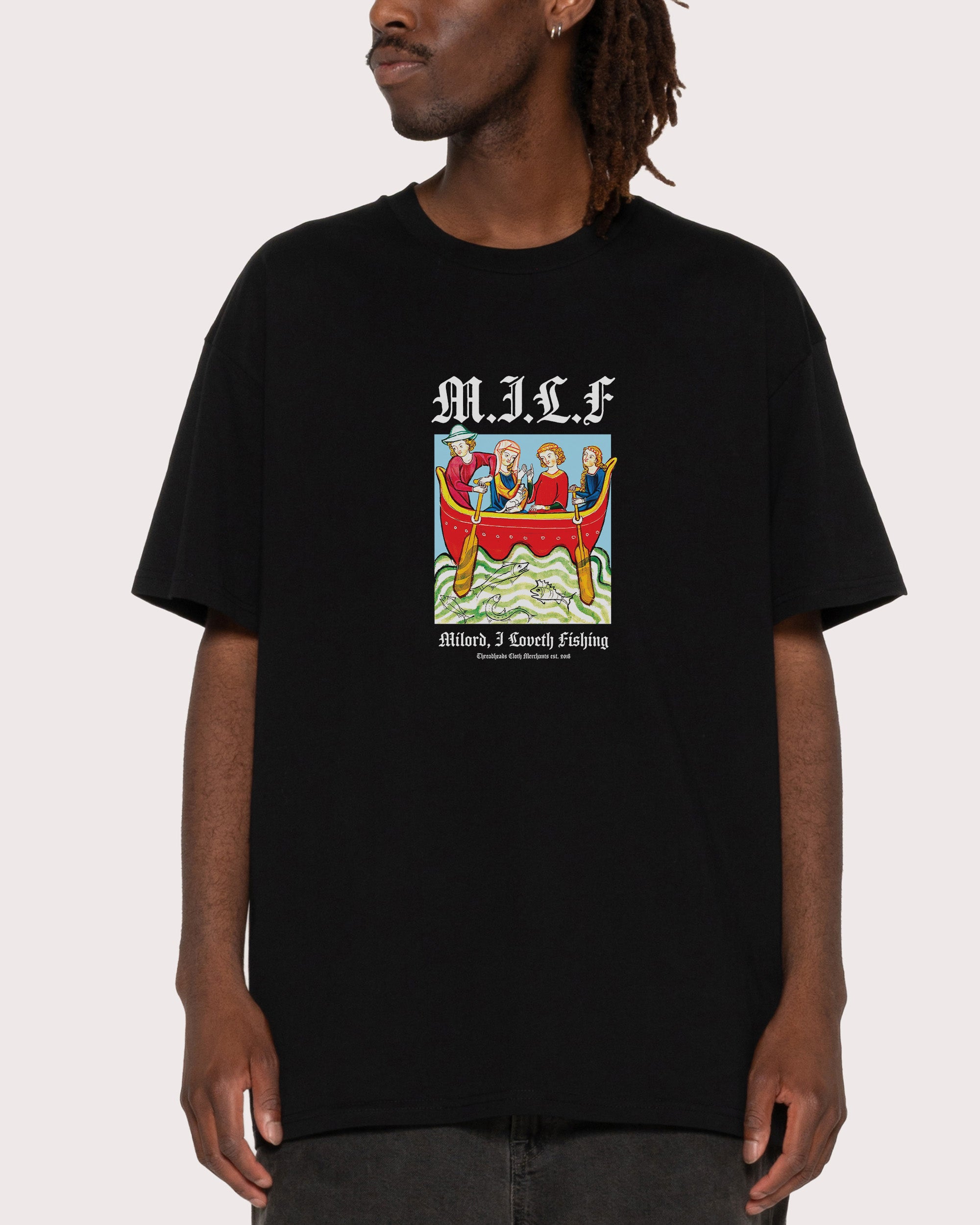 Milord, I Love Fishing Black T-Shirt