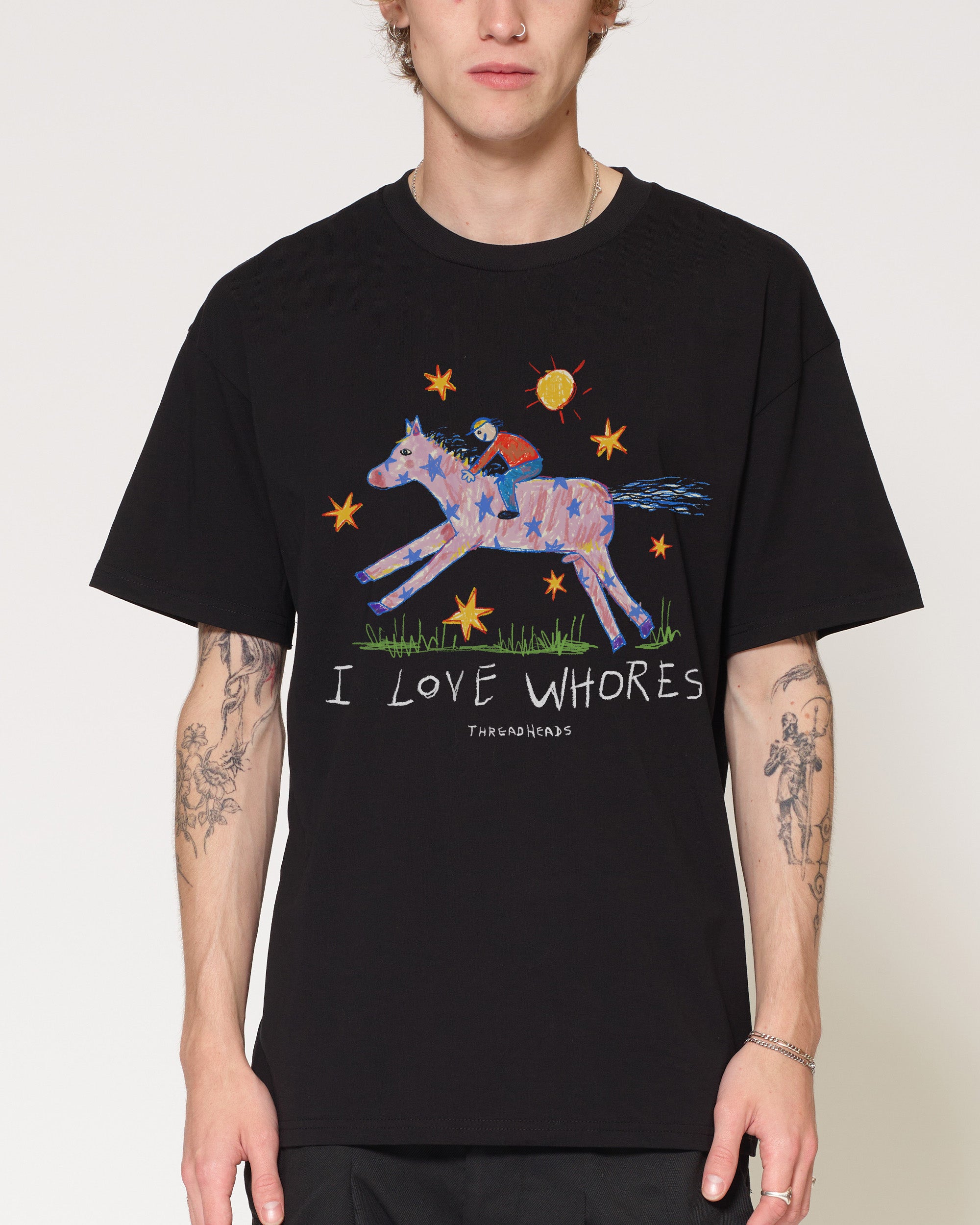 I Love Whores Black T-Shirt