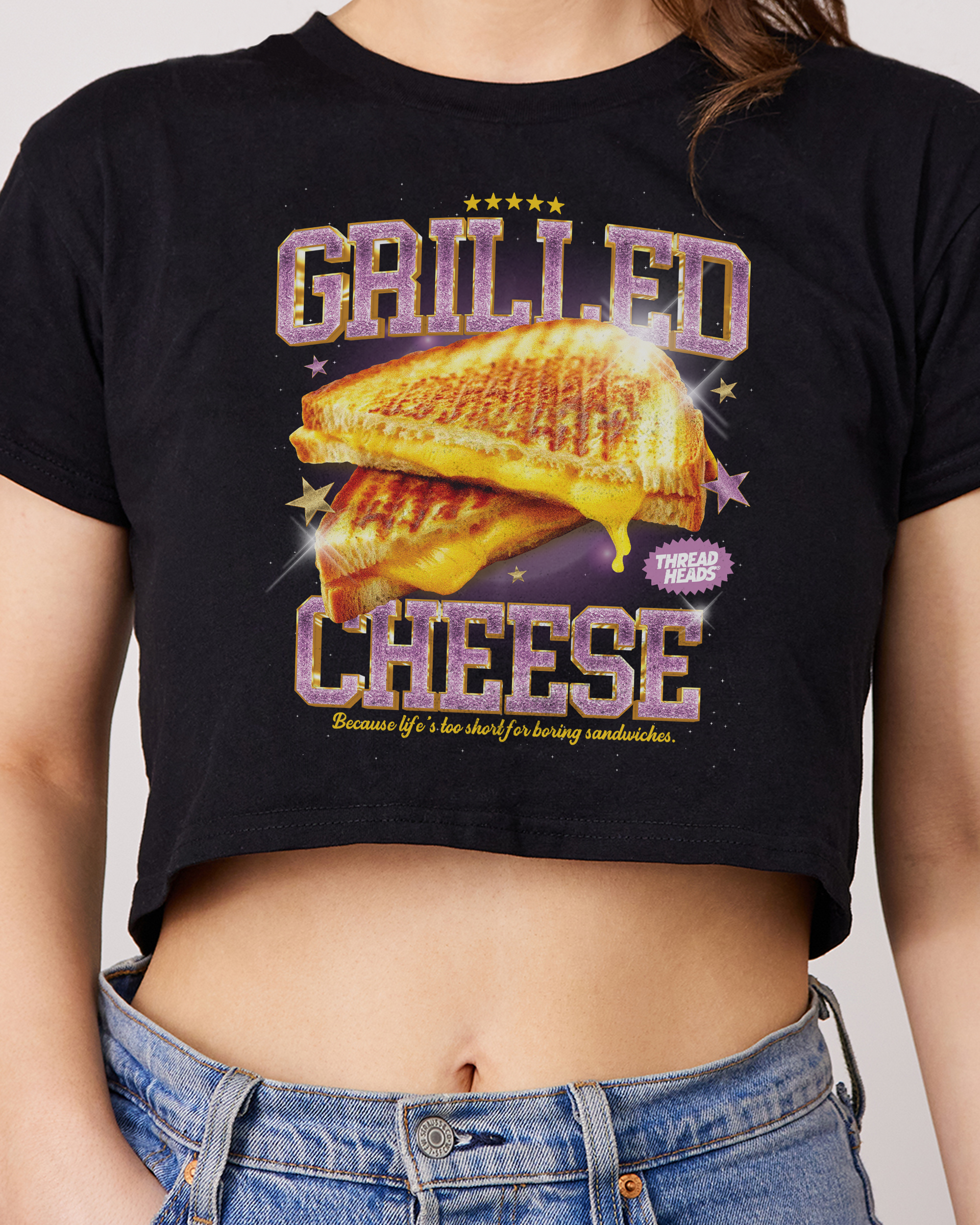 Grilled Cheese Crop Tee Australia Online Black