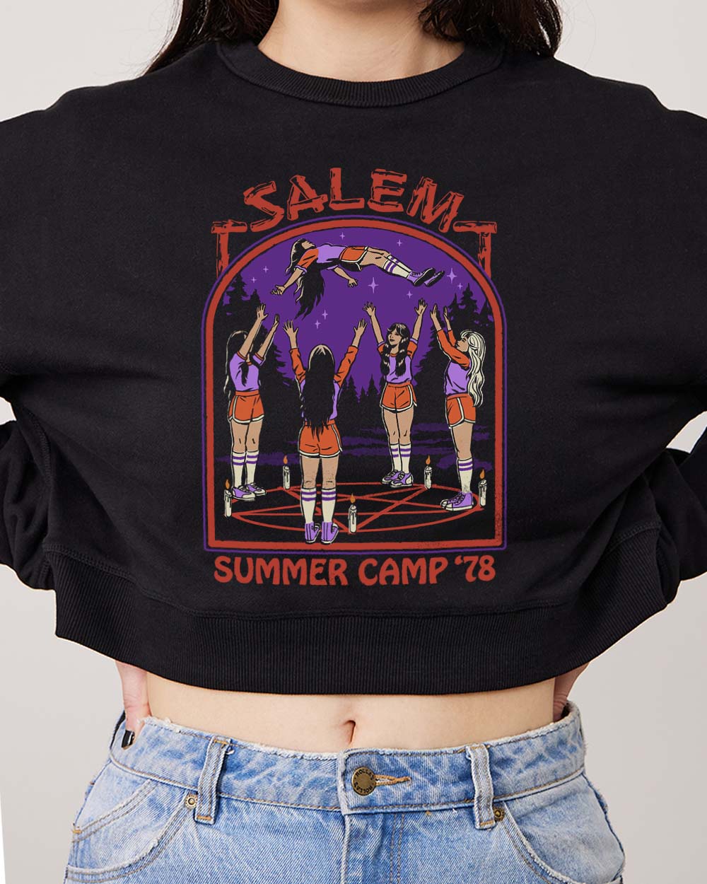 Salem Summer Camp Crop Jumper Australia Online Black