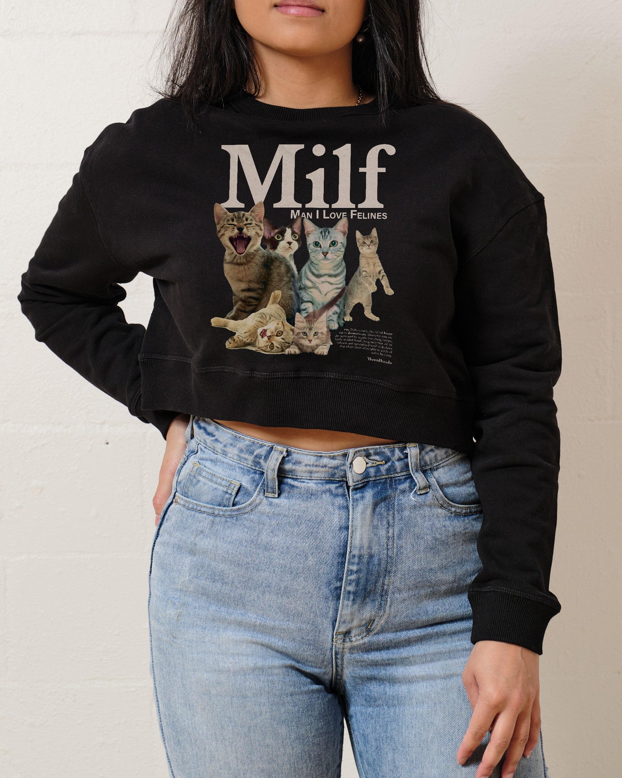 Man I Love Felines Crop Jumper Australia Online Black