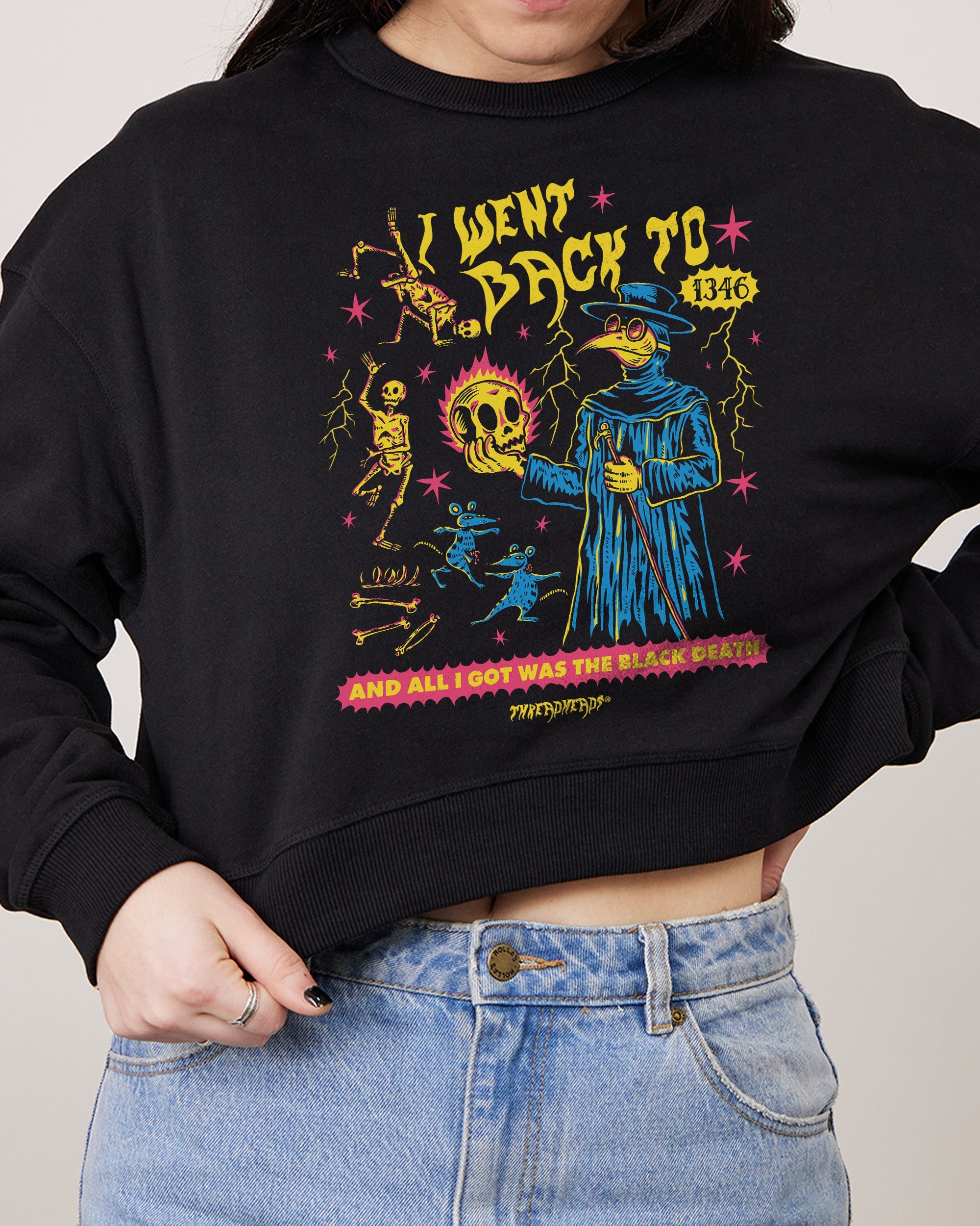 Black Death Crop Jumper Australia Online Black