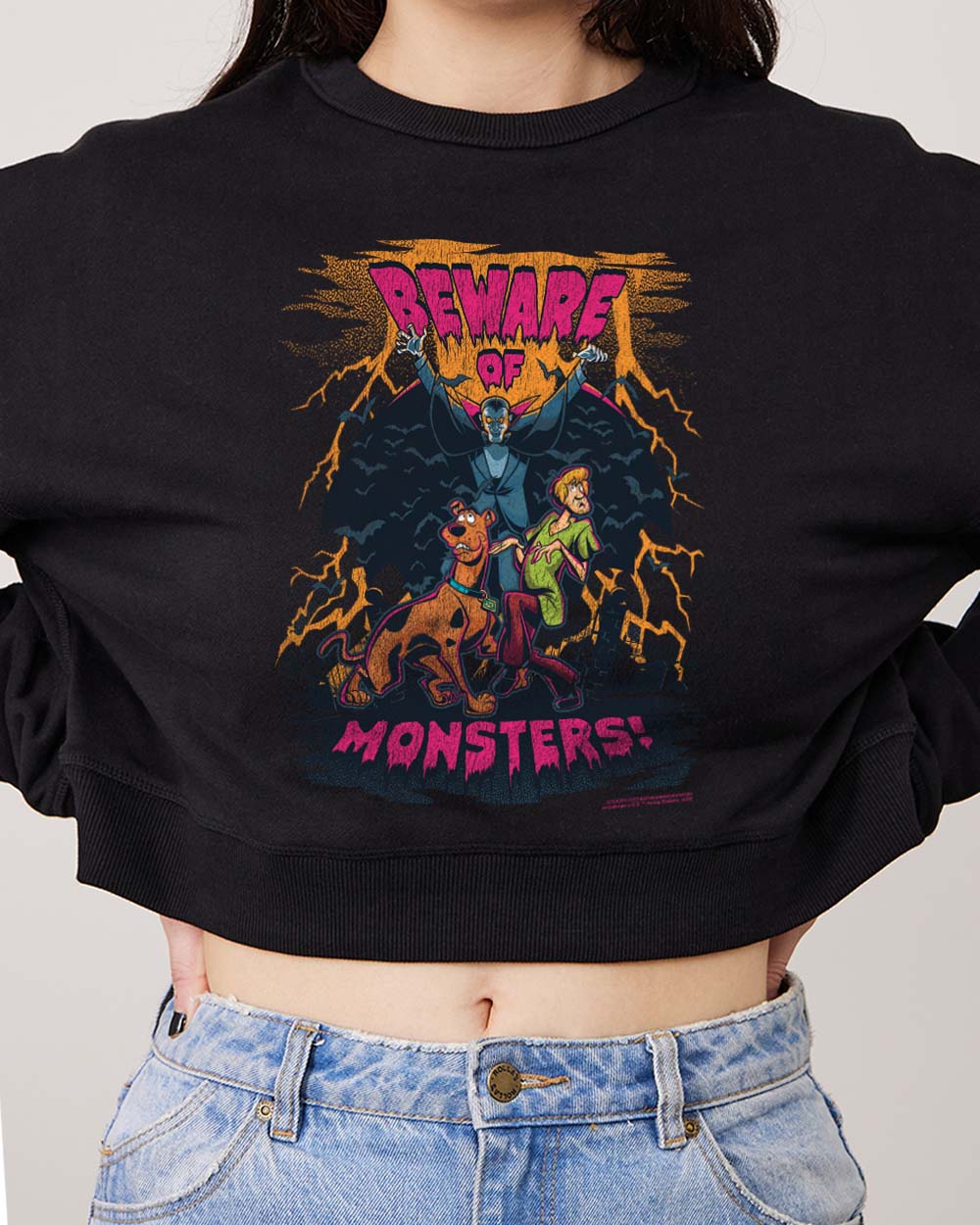 Beware of Monsters Crop Jumper Australia Online Black