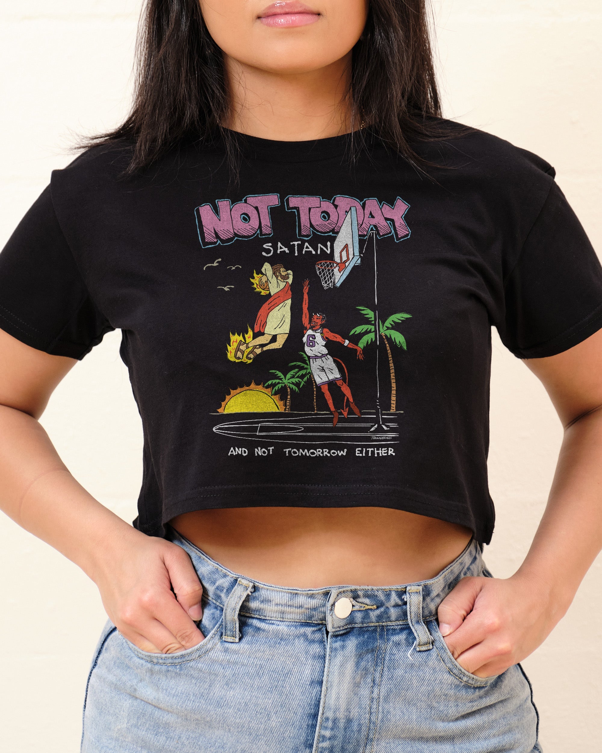 Not Today Satan Crop Tee Australia Online Black