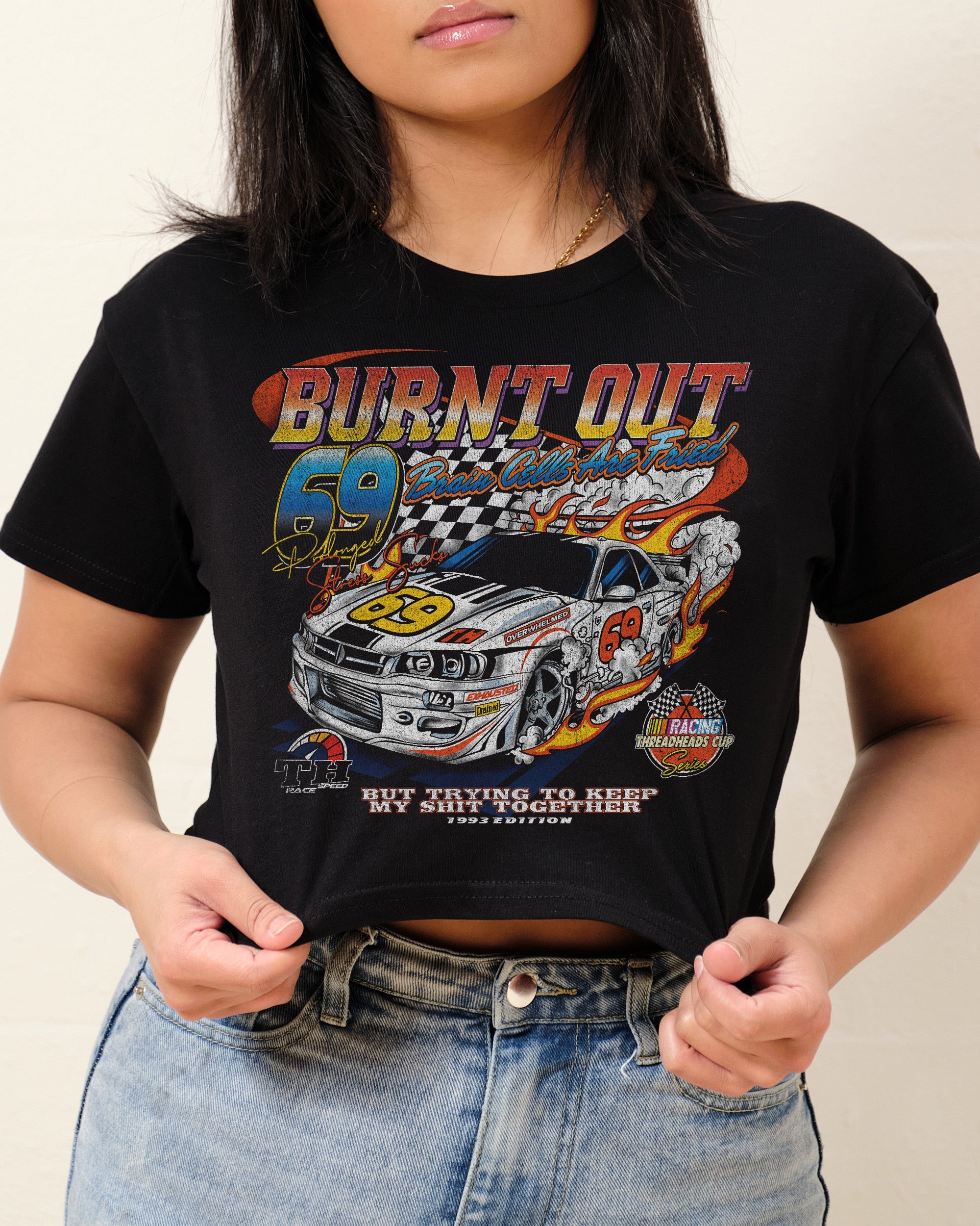 Burnt out Crop Tee Australia Online Black