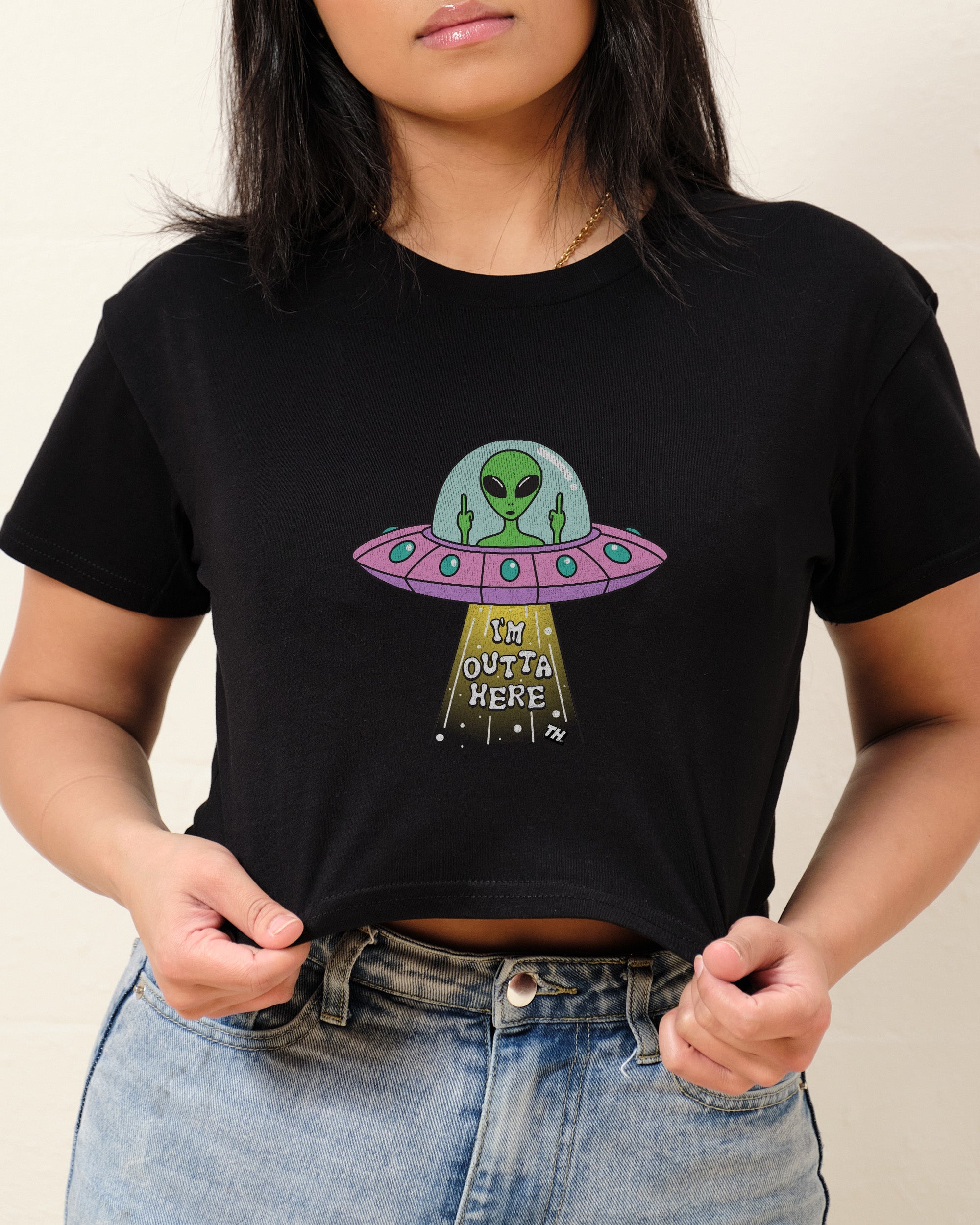 I'm Outta Here Crop Tee Australia Online Black