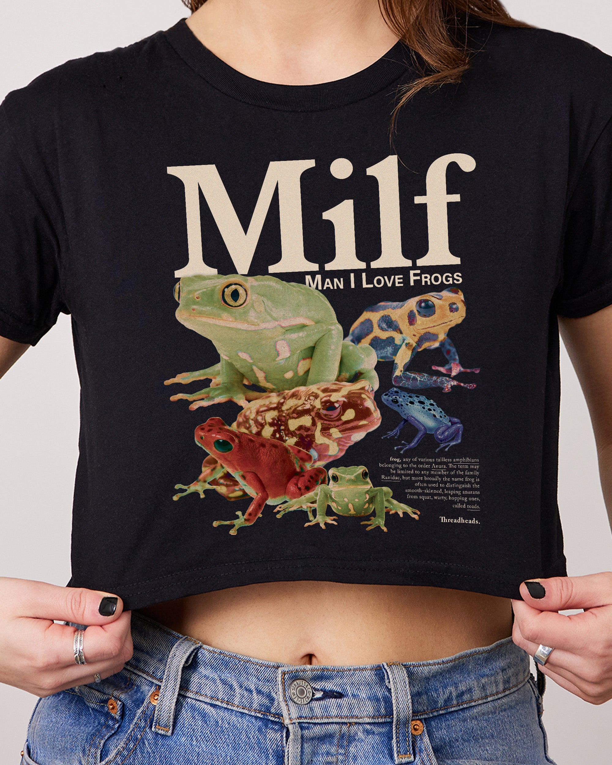 Man I Love Frogs Crop Tee Australia Online Black