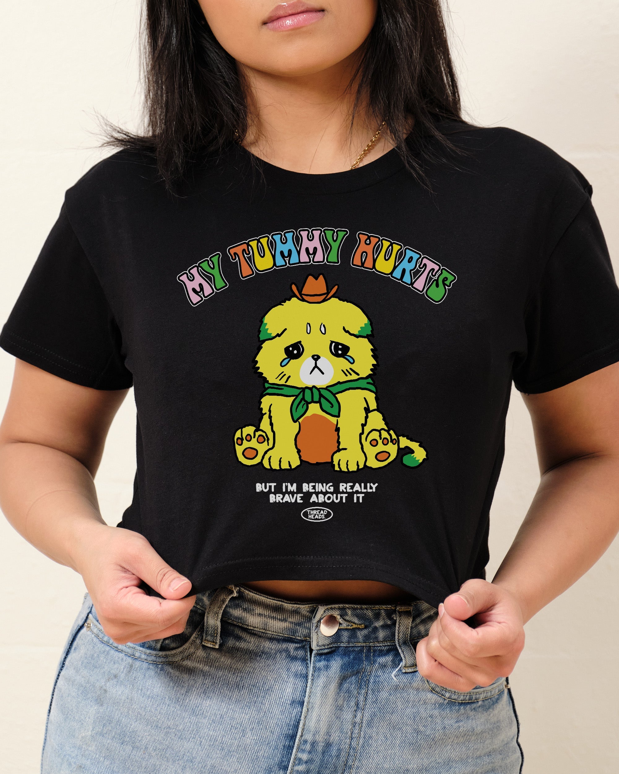 My Tummy Hurts Crop Tee Australia Online Black