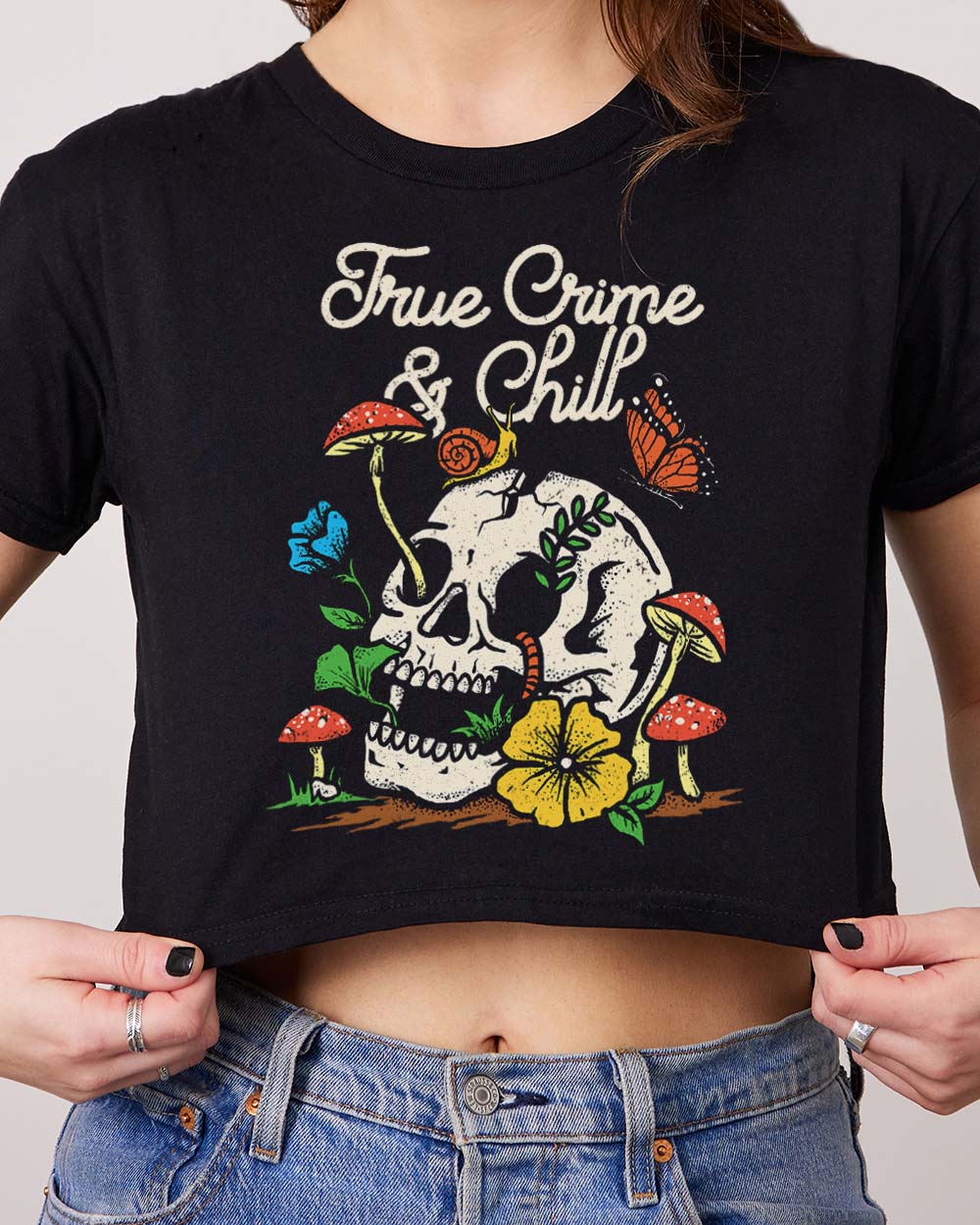 True Crime and Chill Crop Tee Australia Online Black