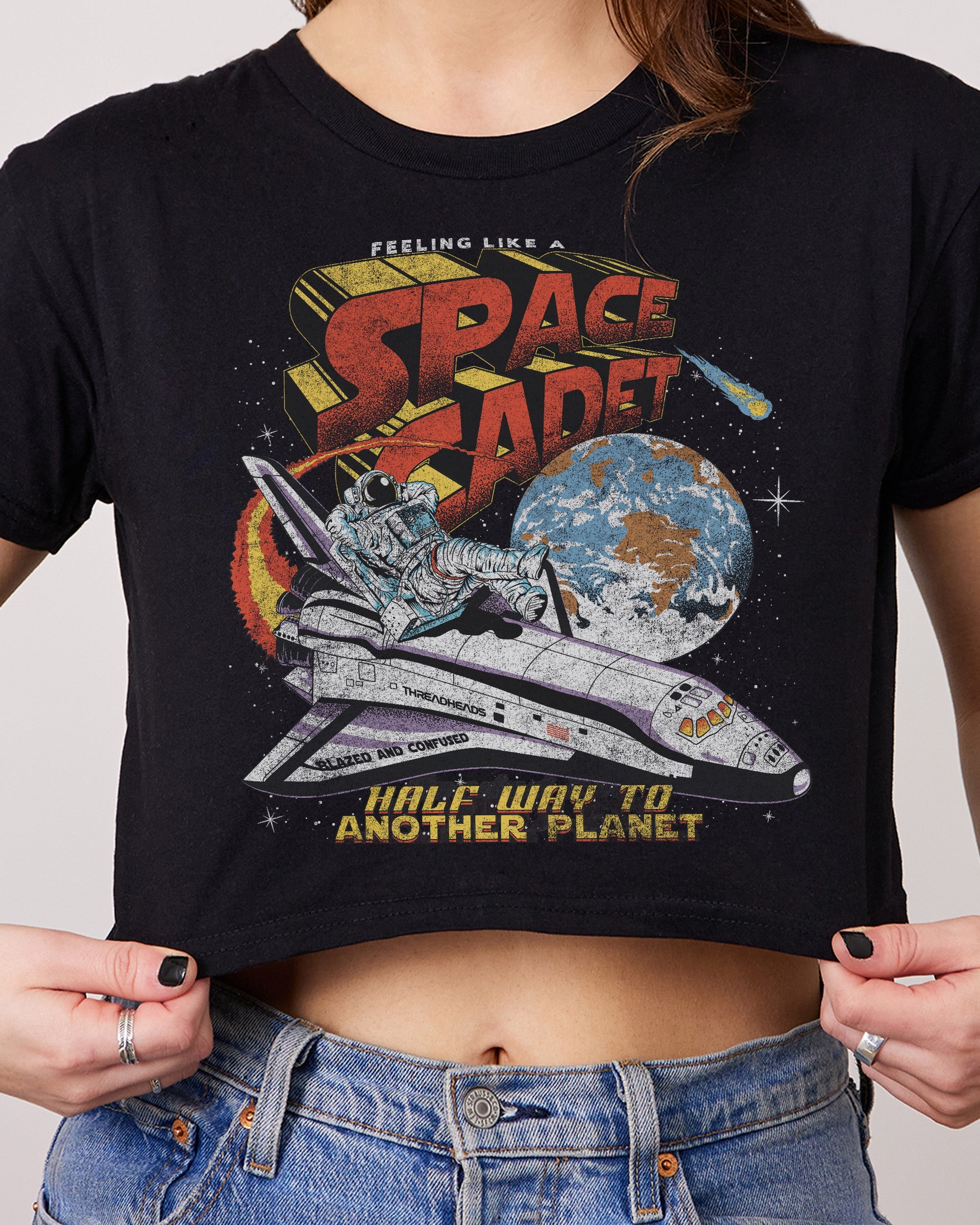 Space Cadet Crop Tee Australia Online Black