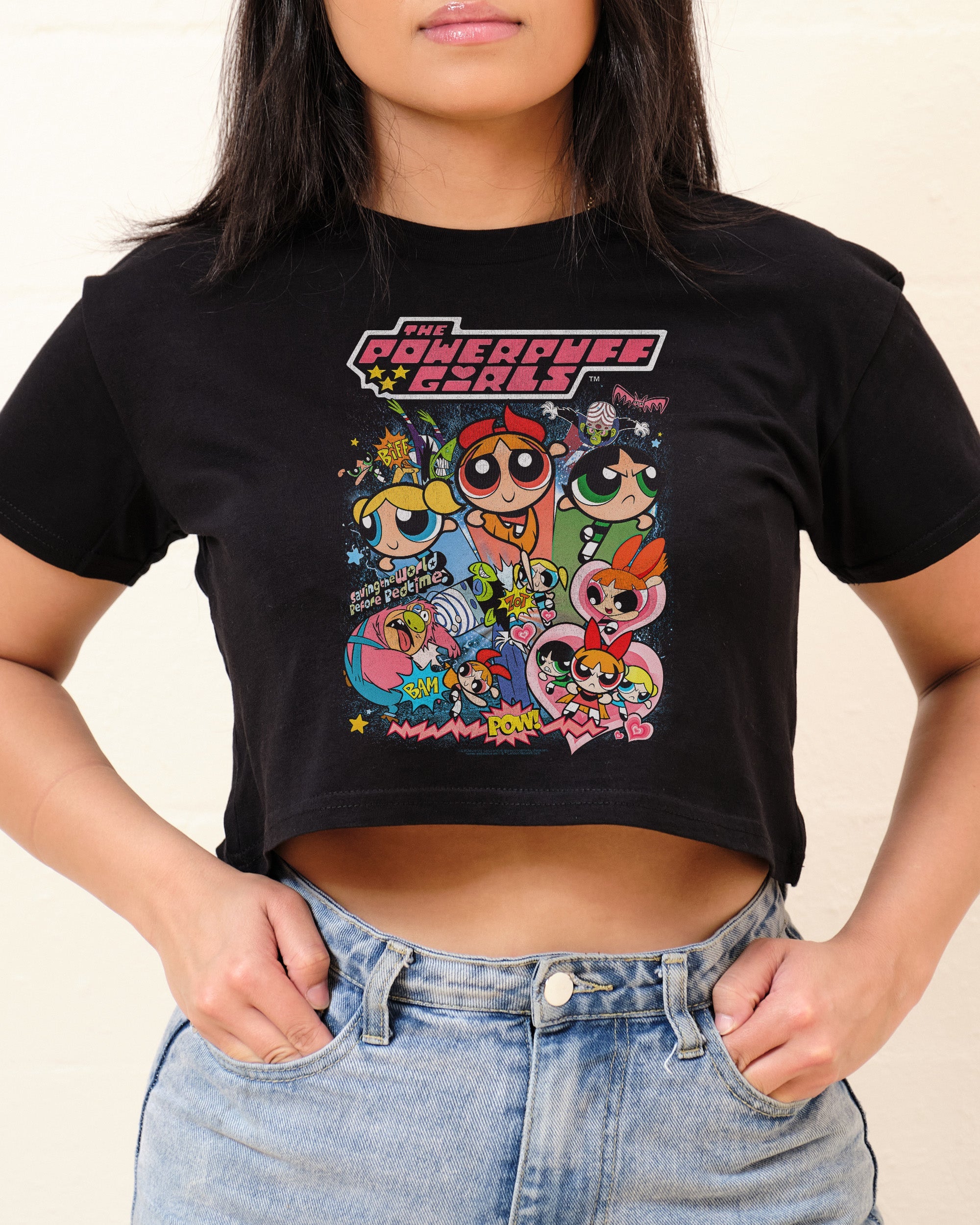 Powerpuff Girls Bootleg Crop Tee Australia Online Black