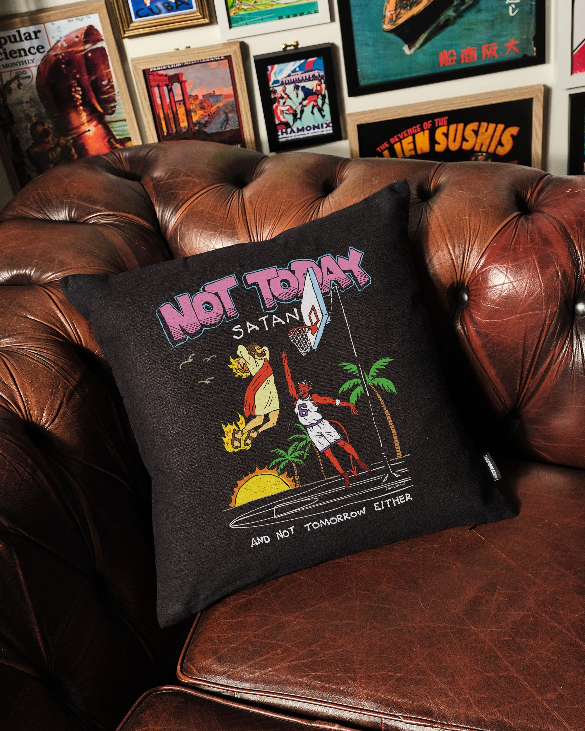 Not Today Satan Cushion Australia Online White