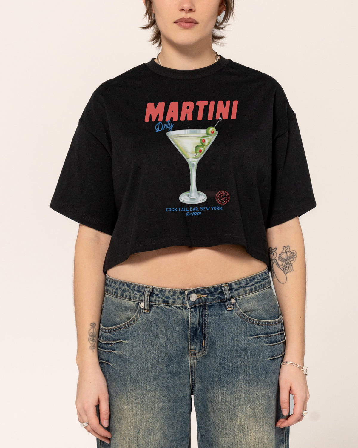 Dirty Martini Black Crop Tee