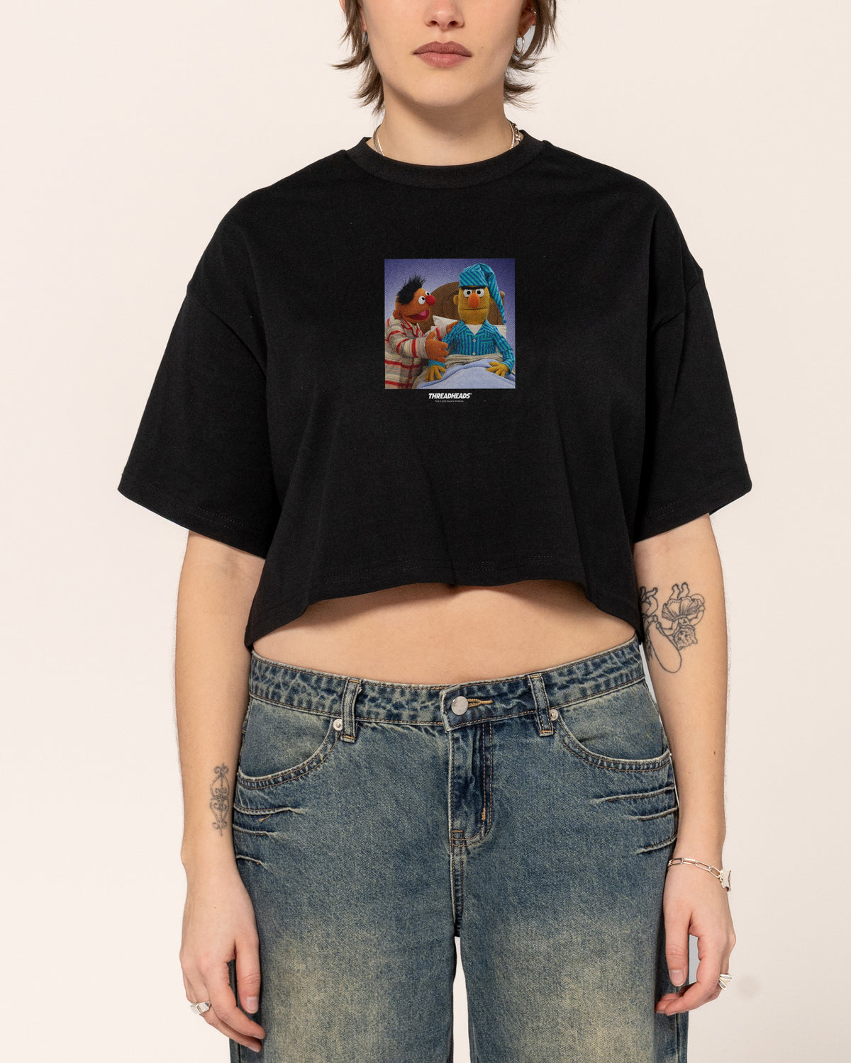 Annoyed Bert Black Crop Tee