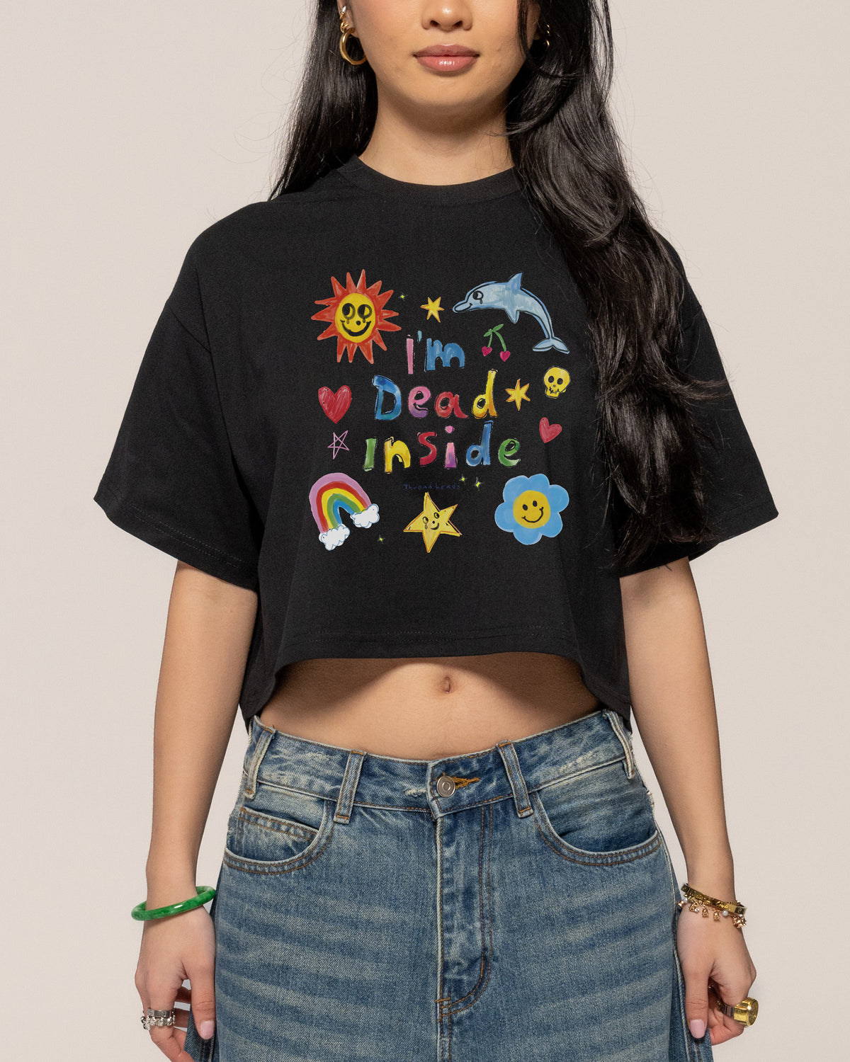 I'm Dead Inside Black Crop Tee