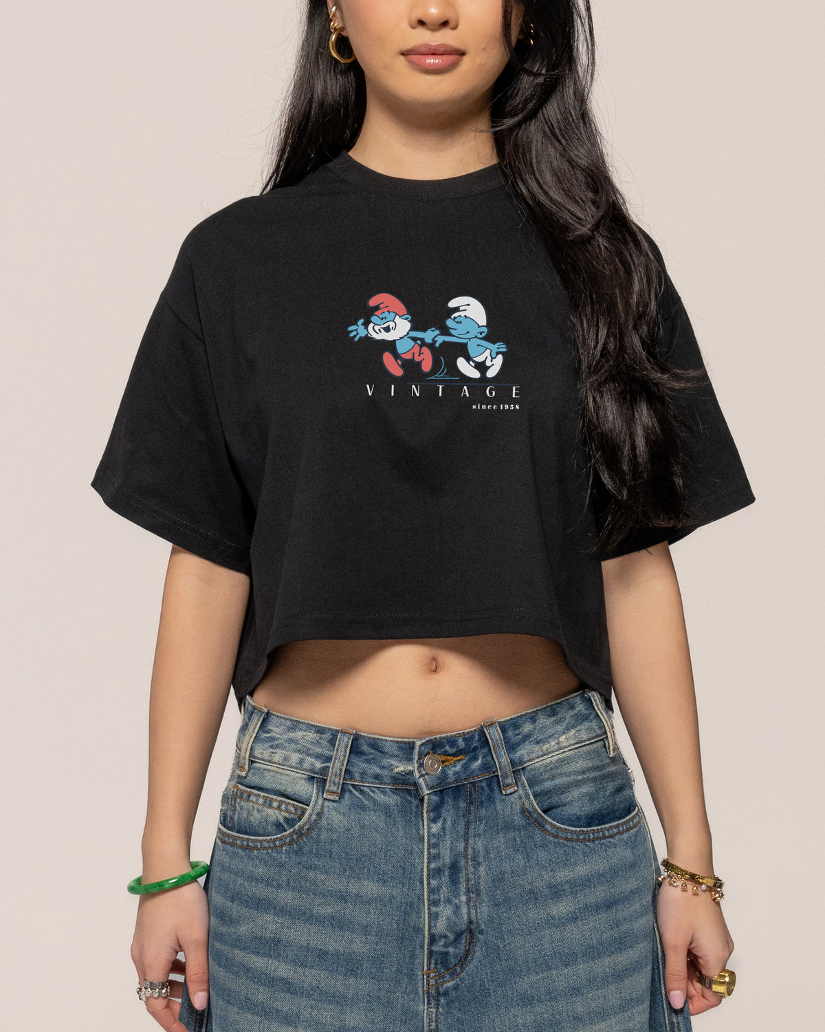Call Me Papa Black Crop Tee