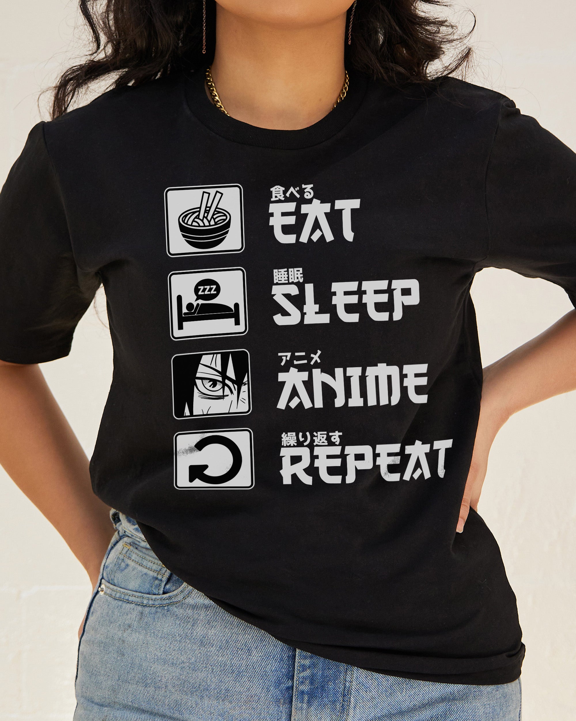 Eat Sleep Anime Repeat T-Shirt | Anime T-Shirt Australia | Threadheads