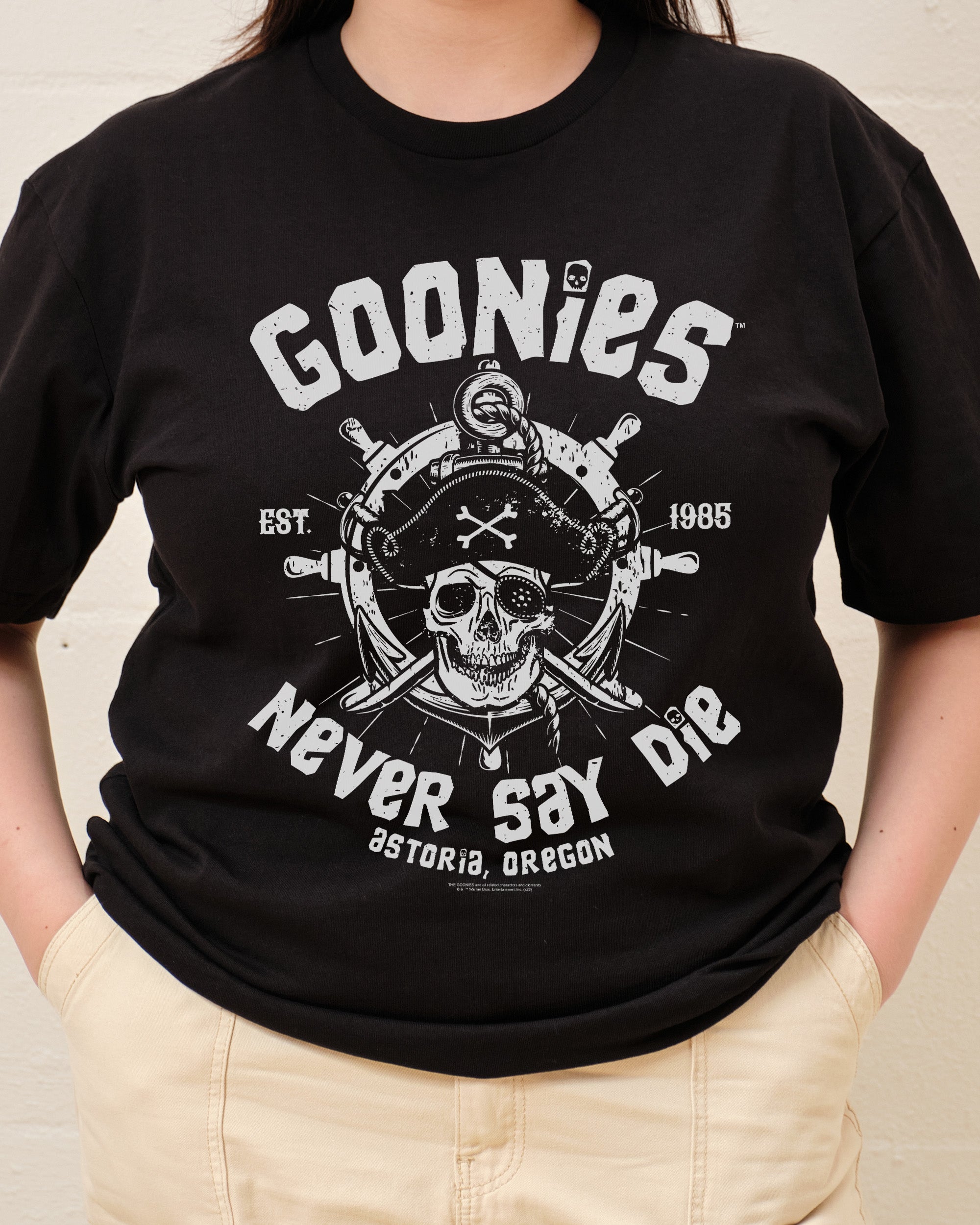 Goonies Never Say Die T-Shirt Australia Online #colour_black