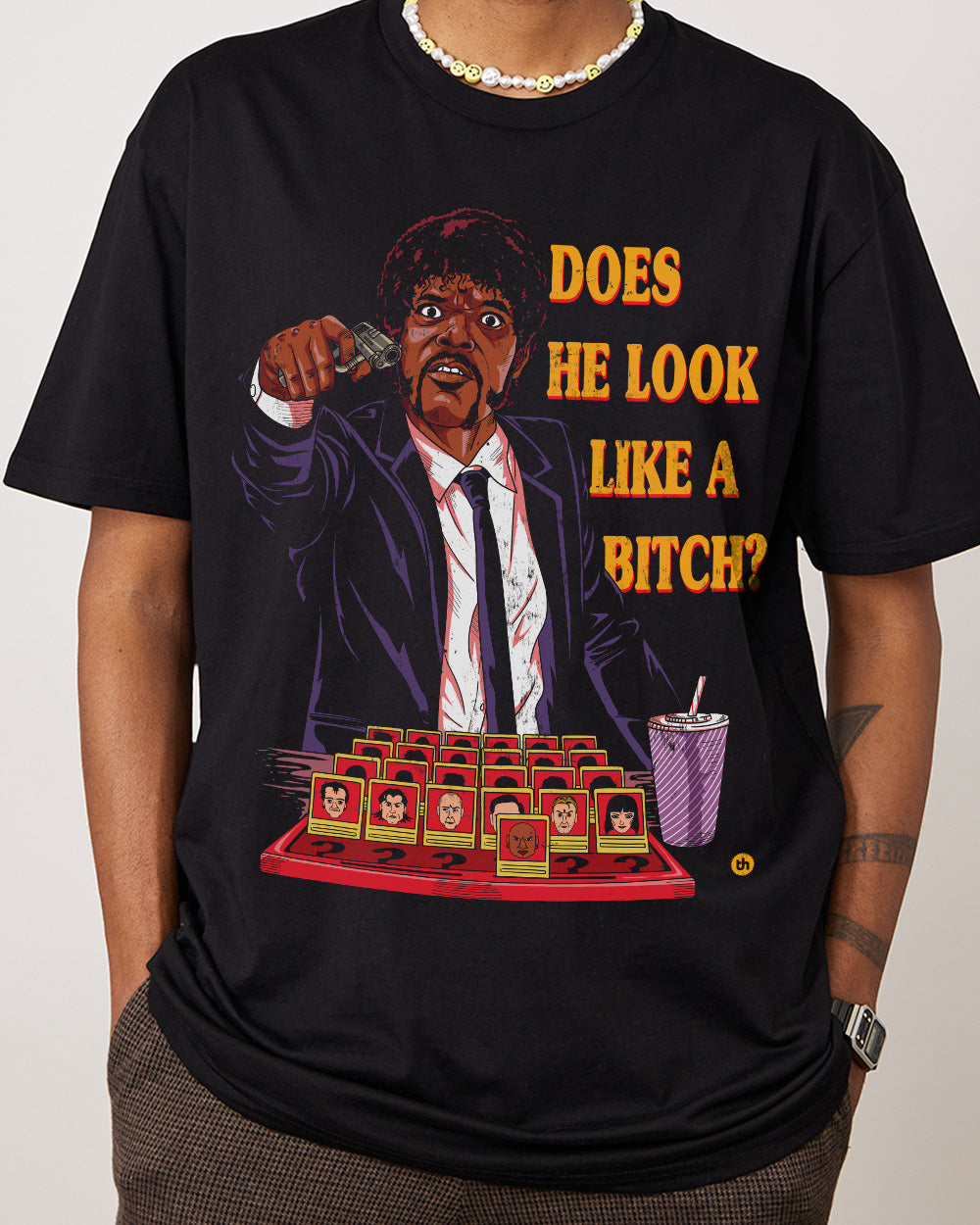 Does He Look Like a Bitch T-Shirt Australia Online #colour_black
