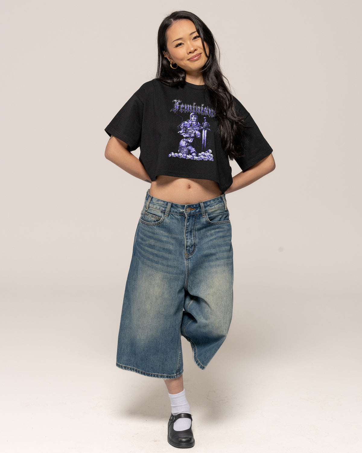 Feminism Black Crop Tee