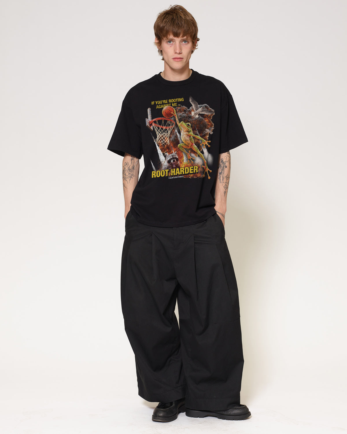 Root Harder Black Oversized Tee