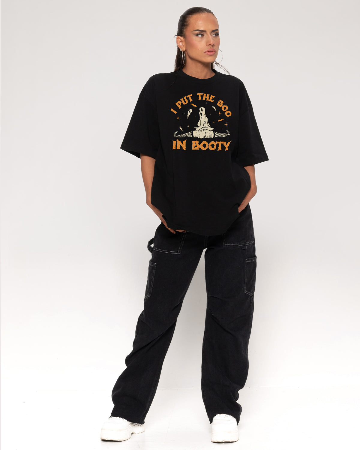 Boo in Booty Black Oversized Tee