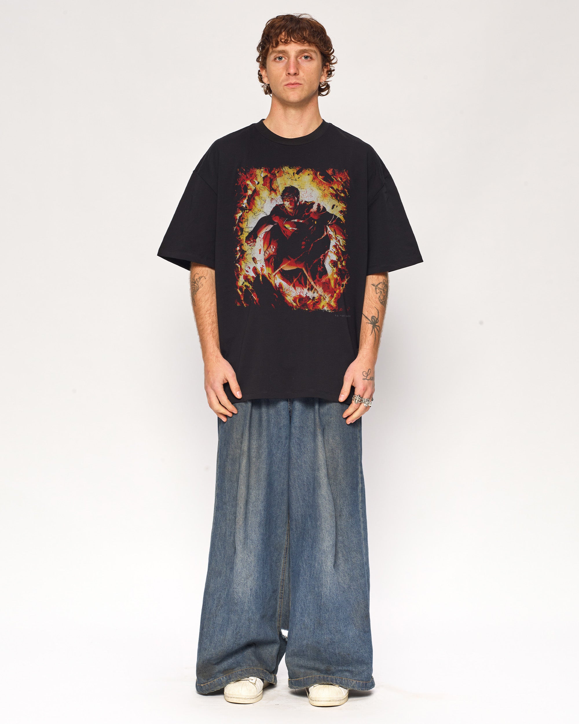 Superman Flaming Oversized Tee Threadheads Australia Online