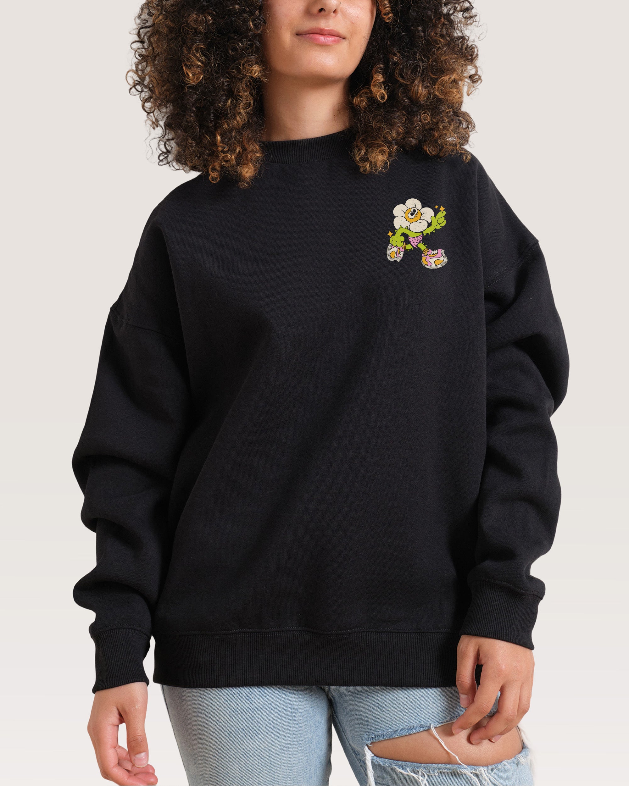 Among the Daisies Black Sweatshirt