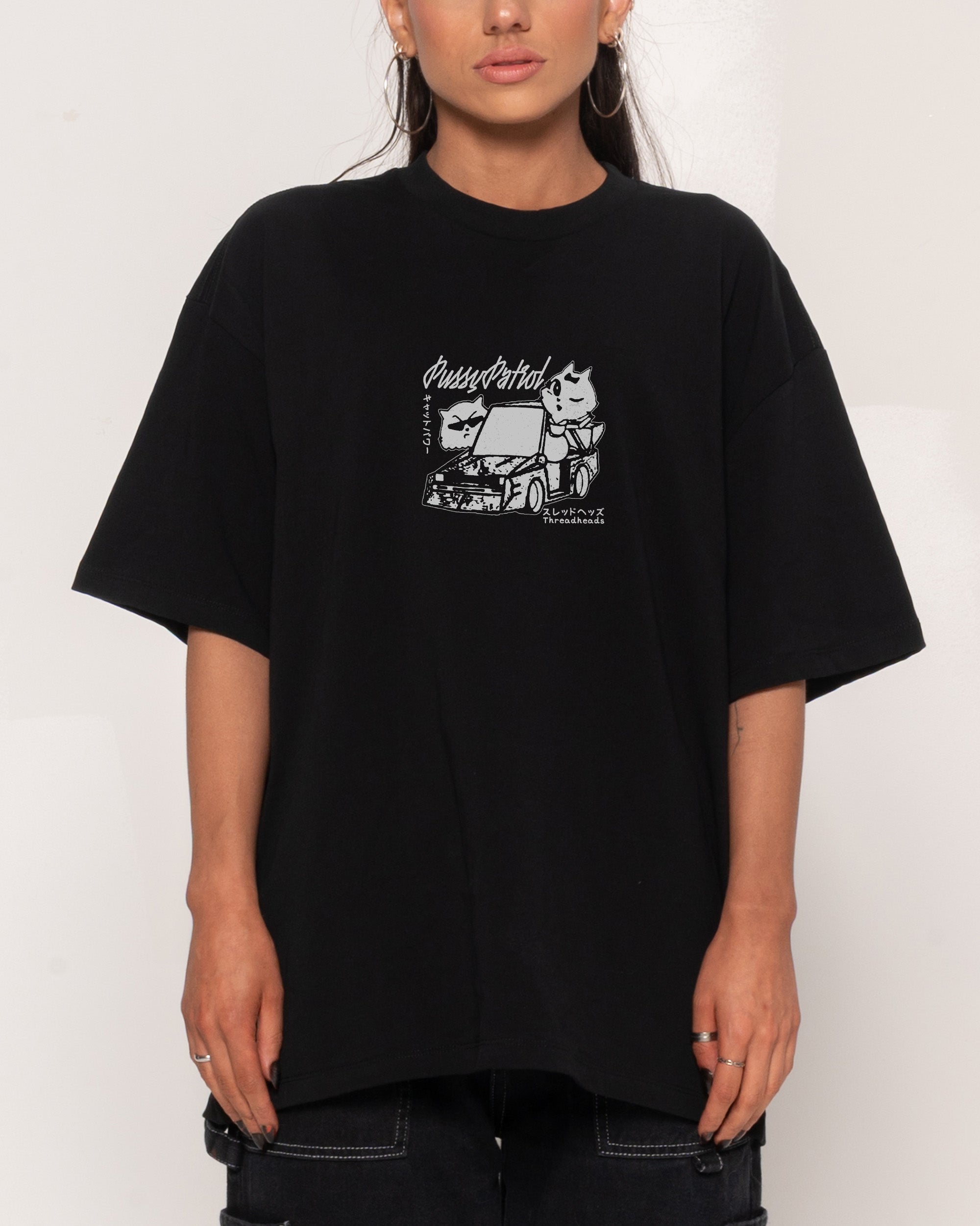 Pussy Patrol Black Oversized Tee