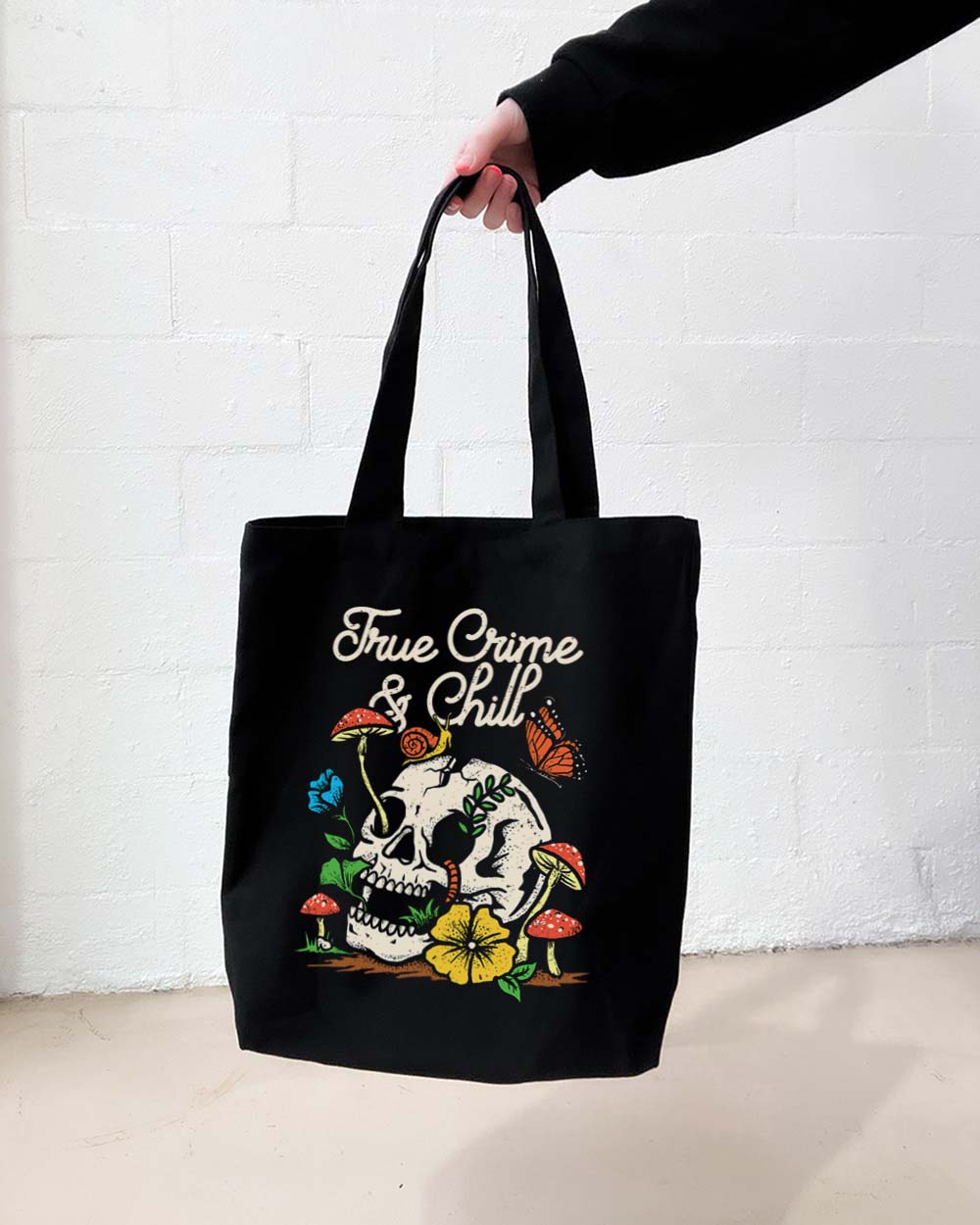 True Crime and Chill Tote Bag Australia Online Black