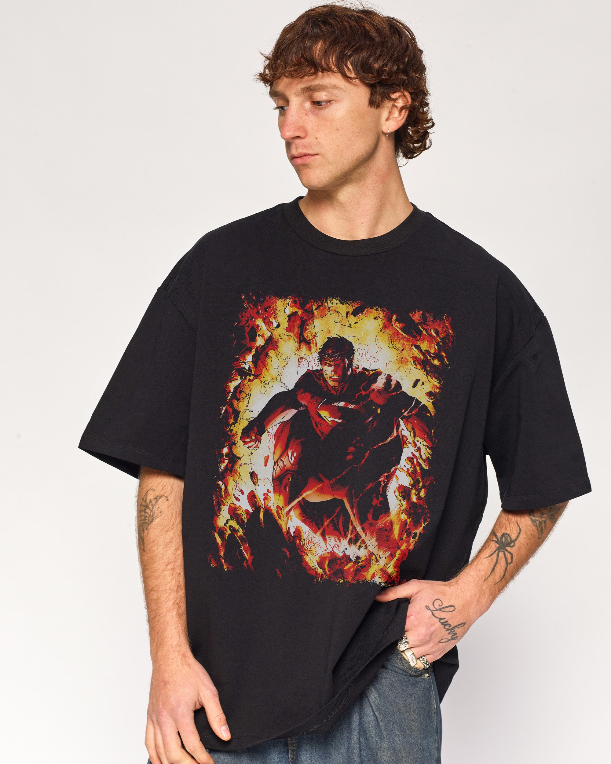Superman Flaming Oversized Tee