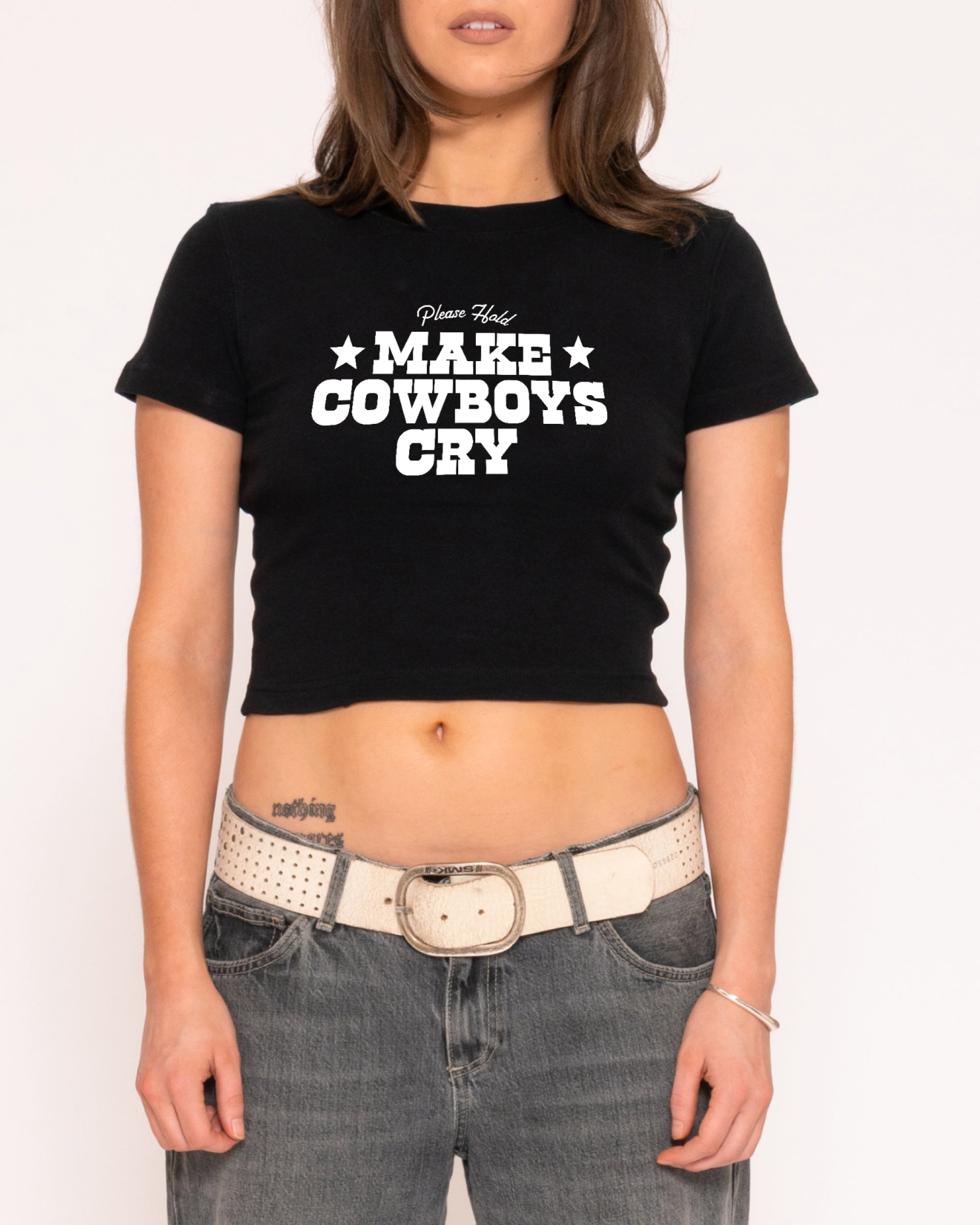 Make Cowboys Cry Black Baby Tee