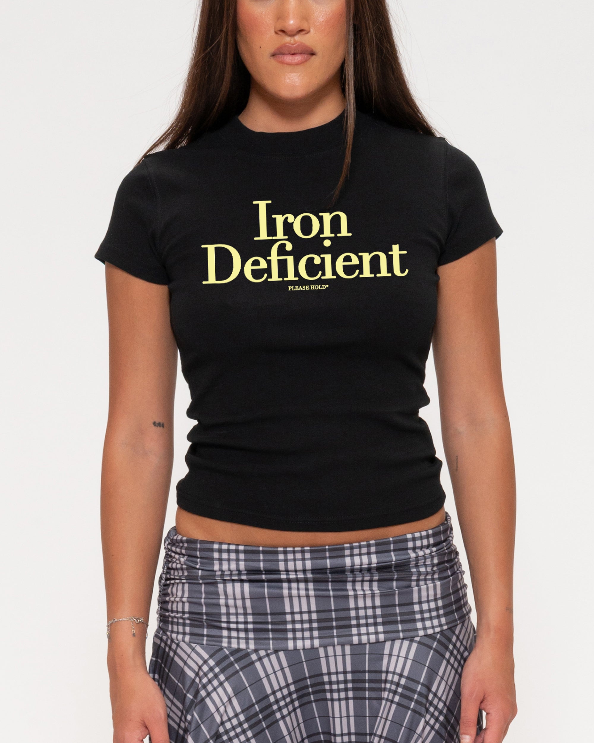 Iron Deficient Black Longline Baby Tee