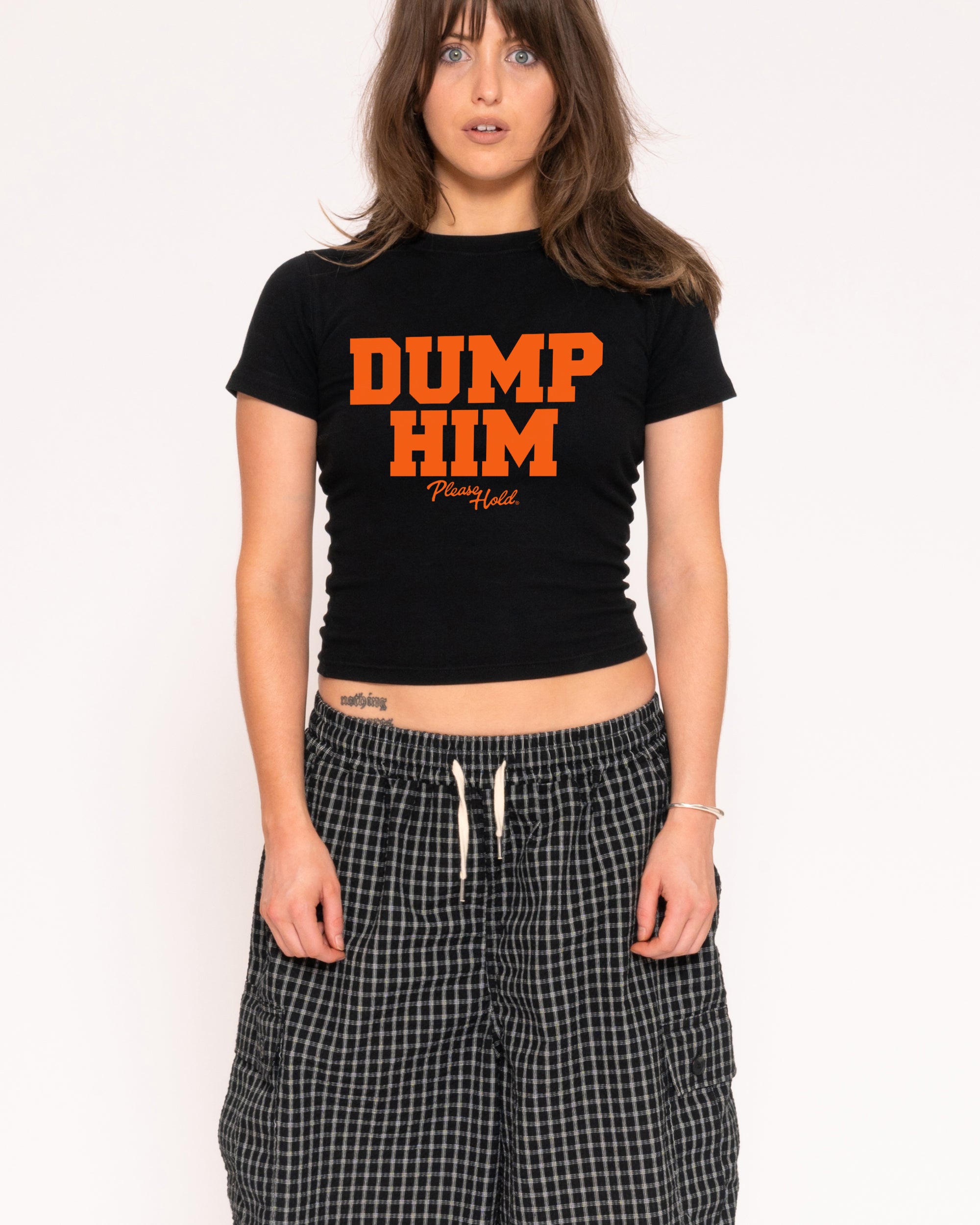 Dump Him Black Longline Baby Tee