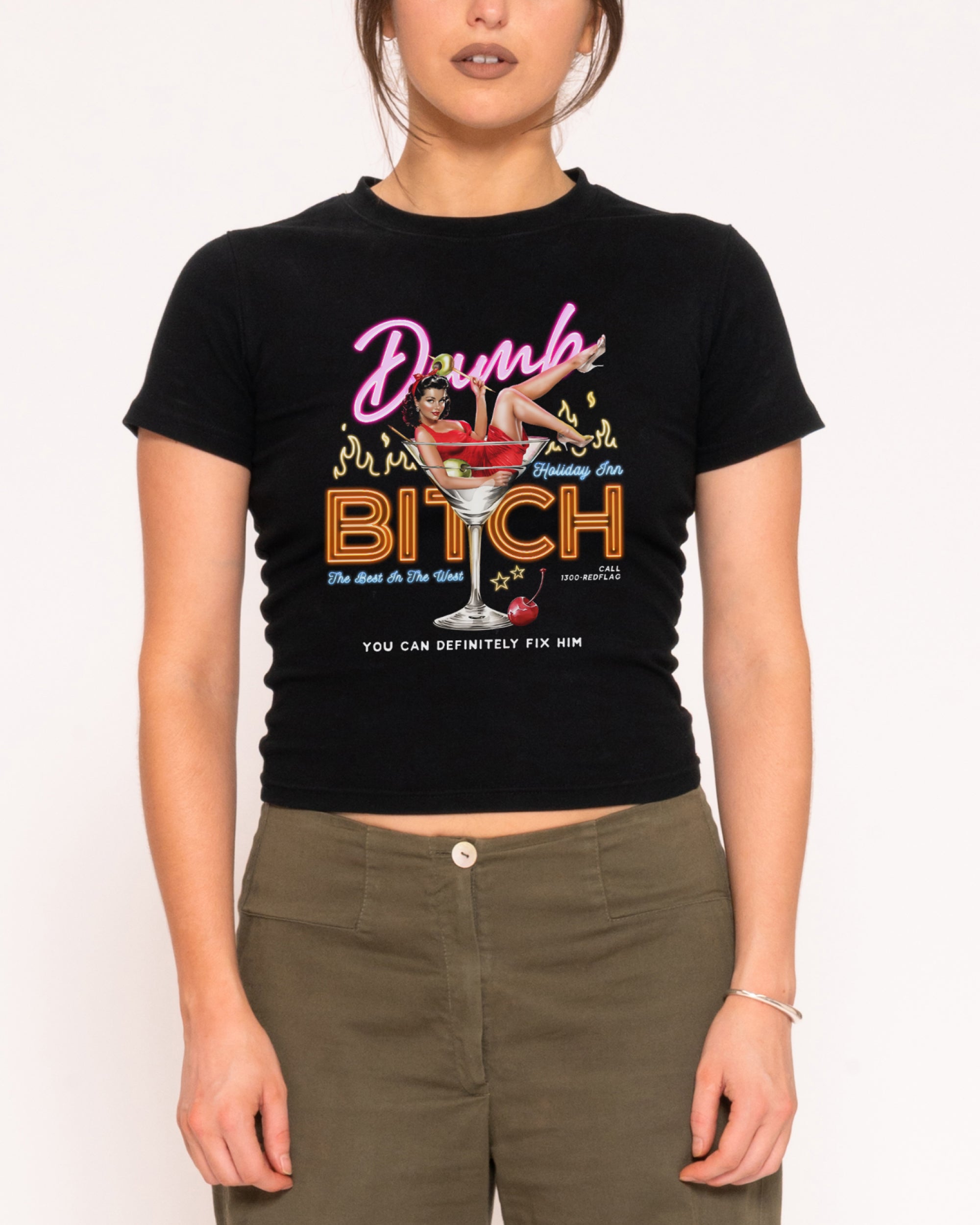 Dumb Bitch Hotel Black Longline Baby Tee